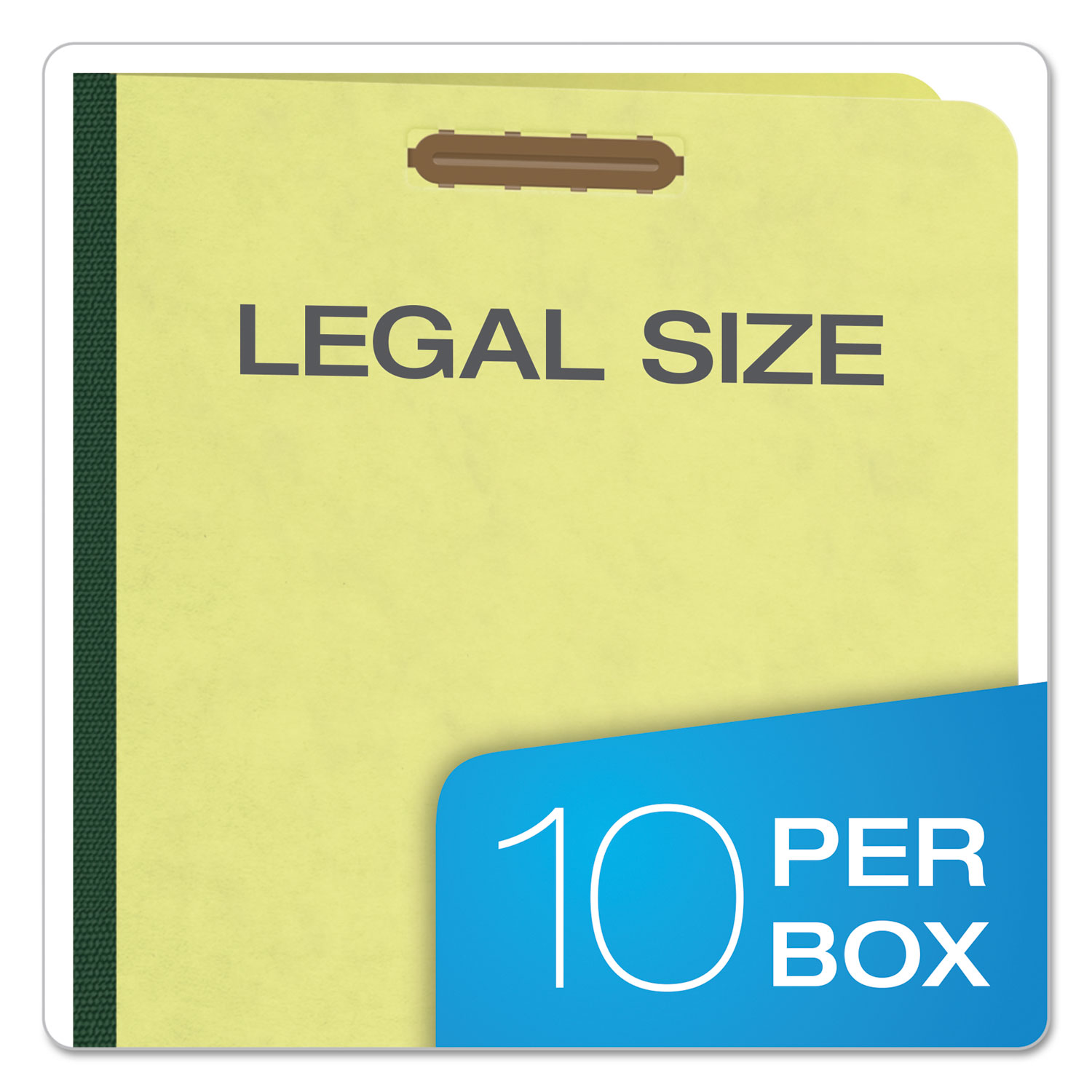 Six-Section Pressboard Folders, Legal, 2/5 Tab, Light Green, 10/Box