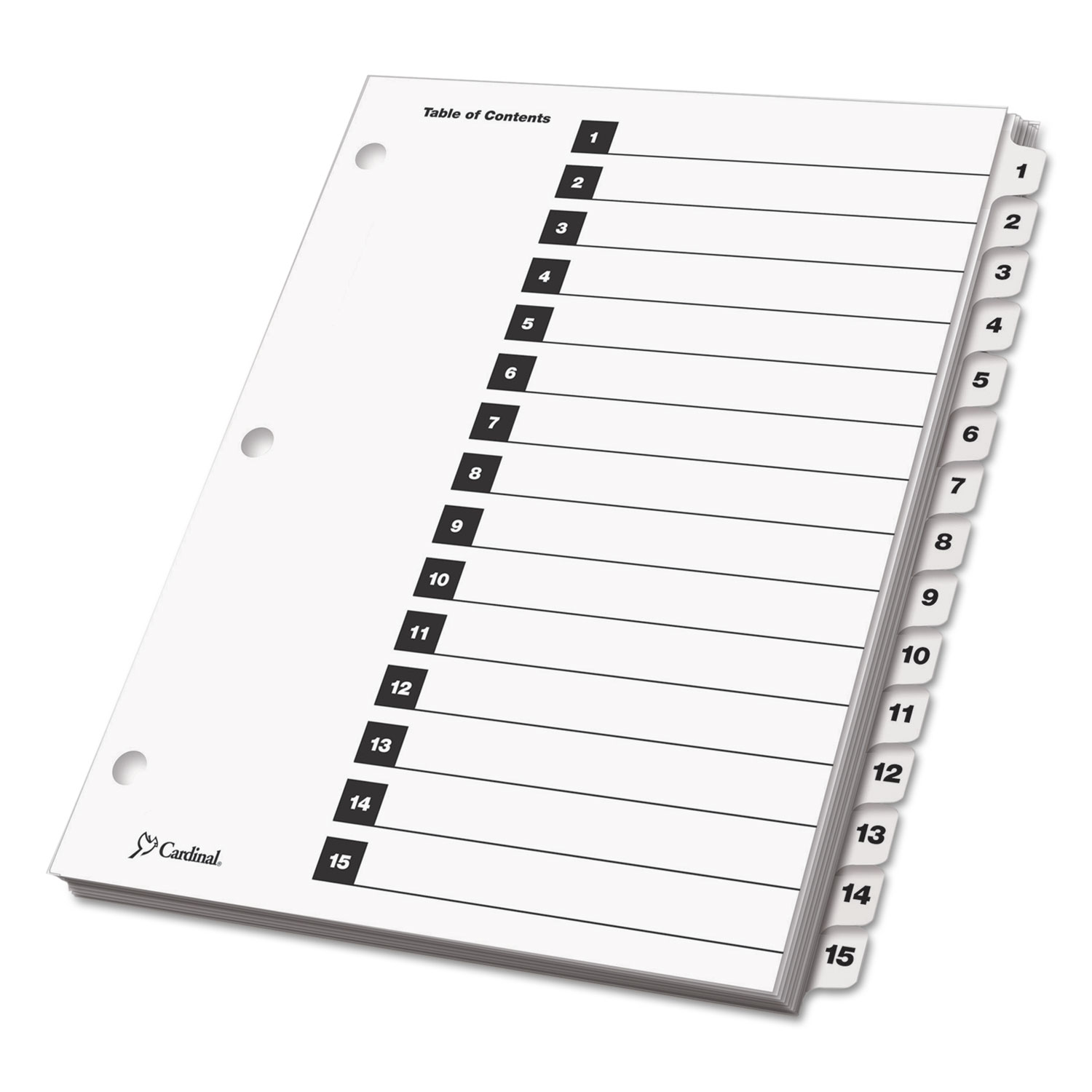 Traditional OneStep Index System, 15-Tab, 1-15, Letter, White, 15/Set