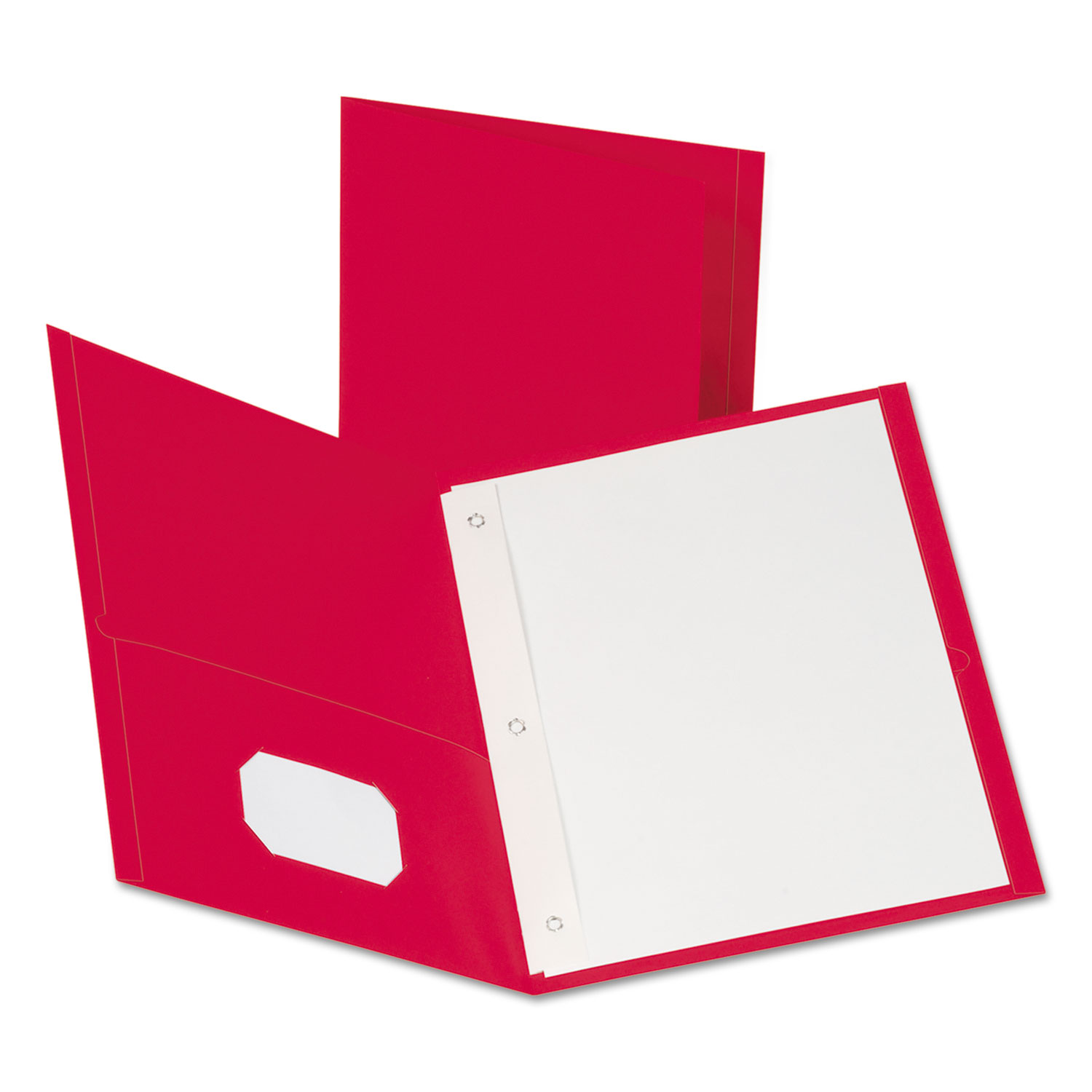 Twin-Pocket Folders with 3 Fasteners, Letter, 1/2 Capacity, Red, 25/Box