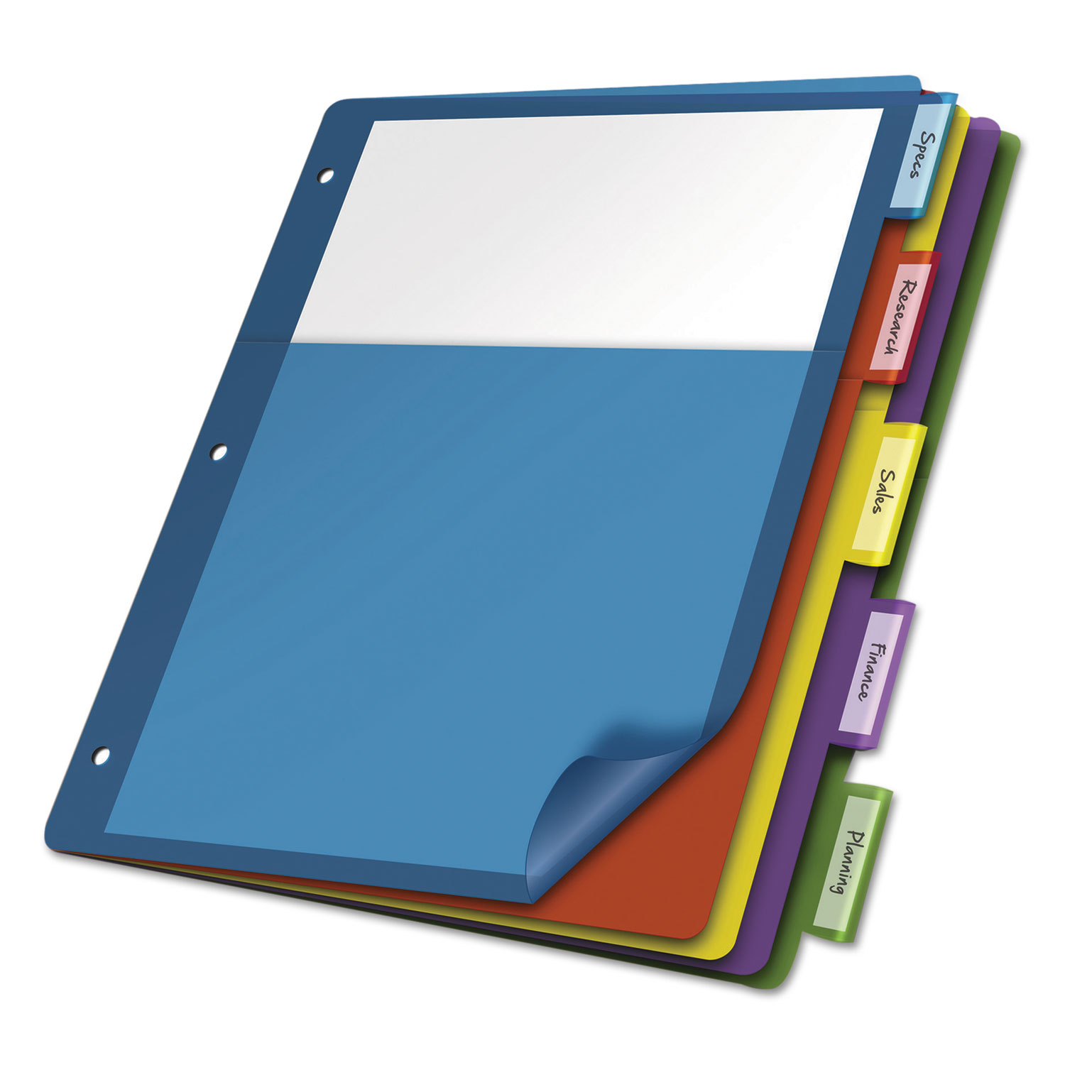 Poly 1-Pocket Index Dividers, Letter, Multicolor, 5-Tabs/Set, 4 Sets/Pack