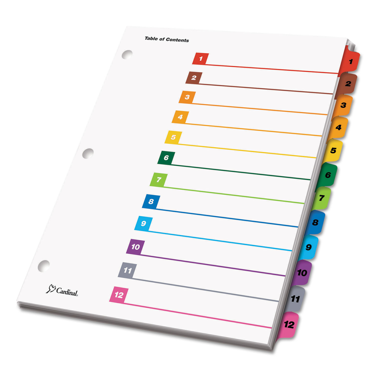 Traditional OneStep Index System, 12-Tab, 1-12, Letter, Multicolor, 12/Set