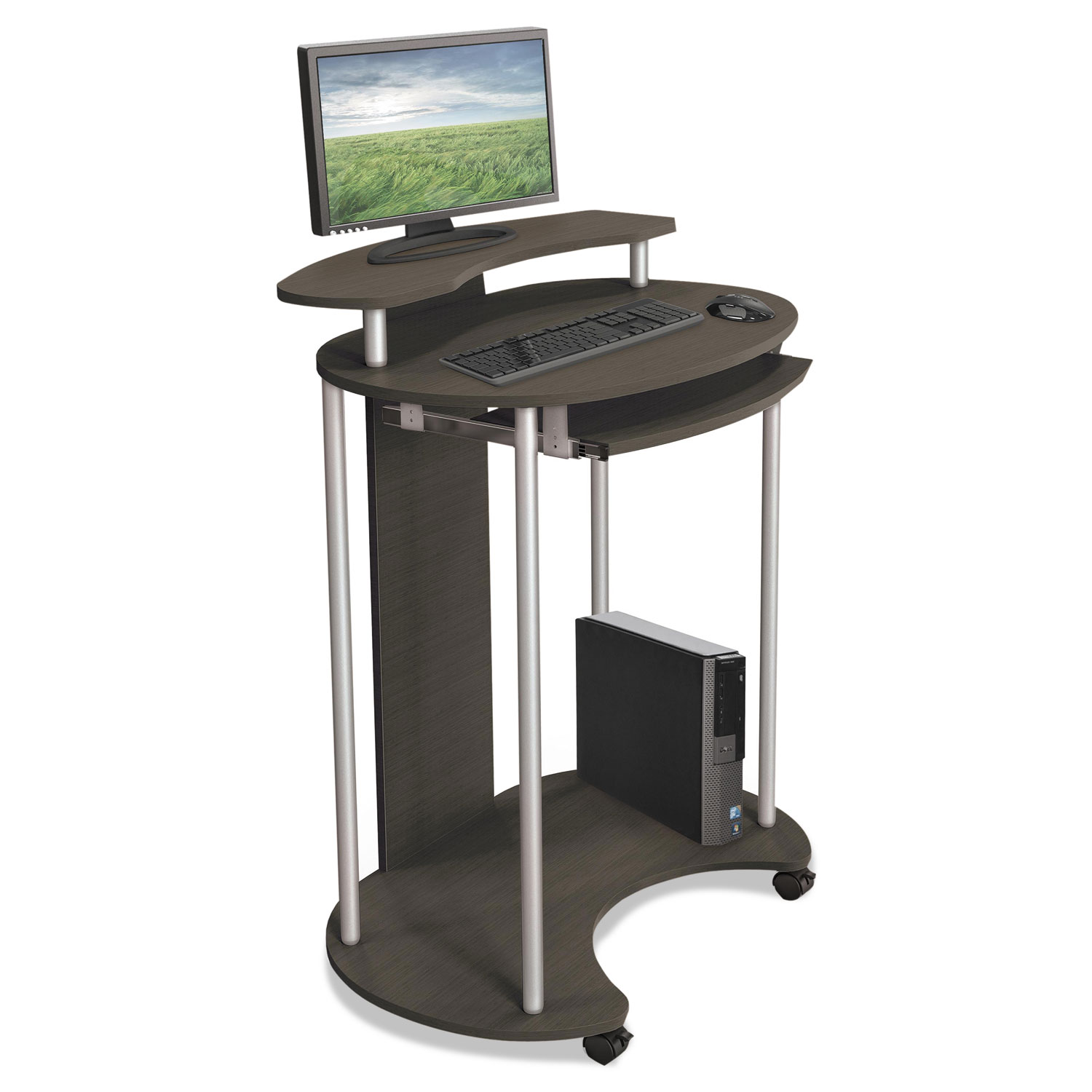 Up-Rite Mobile Standing Workstation, 27 1/2 x 22 1/2 x 45 1/2, Smoked Sapelle