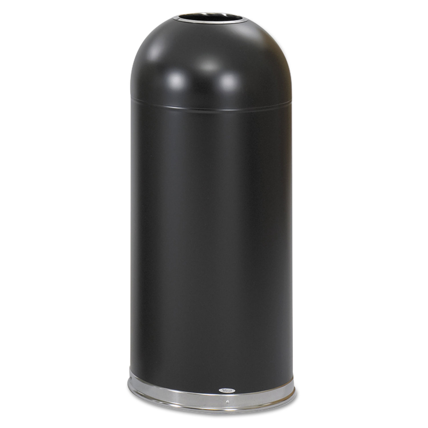  Safco 9639BL Open-Top Dome Receptacle, Round, Steel, 15 gal, Black (SAF9639BL) 