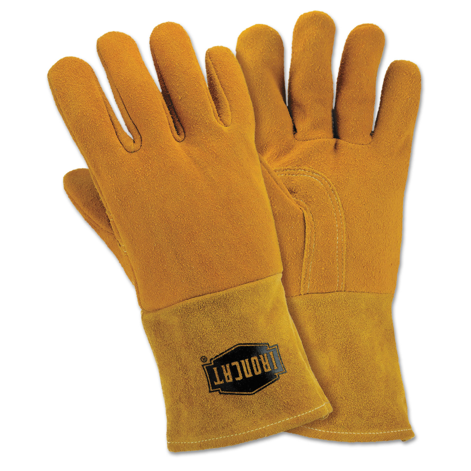 Insulated Top Grain Reverse Deerskin MIG Welding Gloves, Large, Orange/Tan