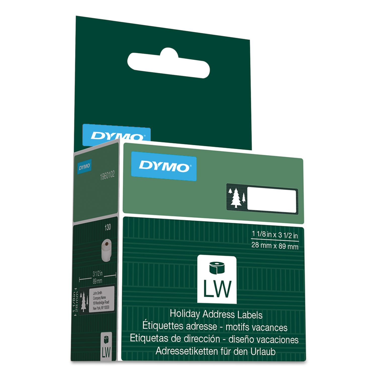  DYMO 1960102 Holiday Labels, Trees, 1.12 x 3.5, Green, 130 Labels/Roll (DYM1960102) 
