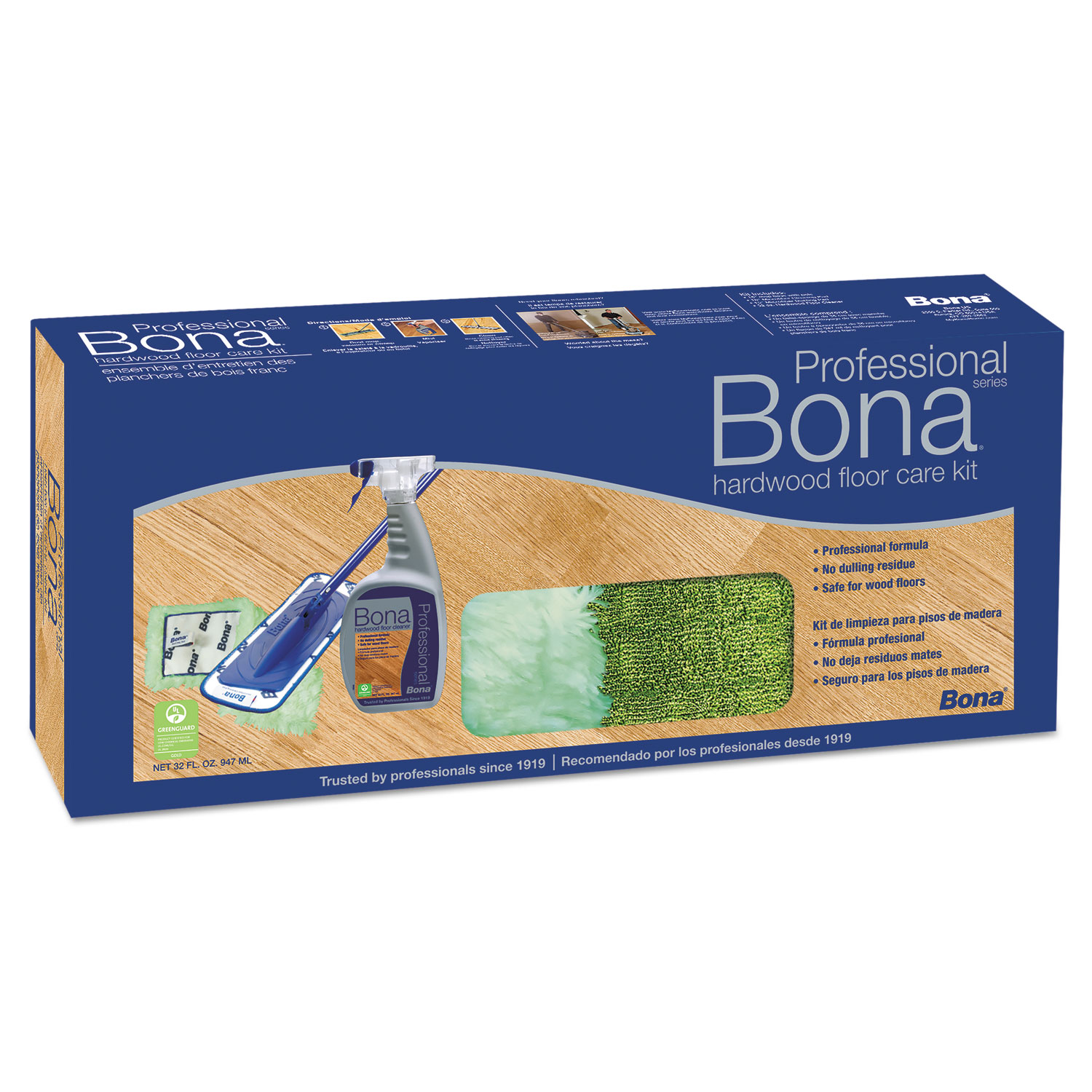  Bona WM710013398 Hardwood Floor Care Kit, 15 Head, 52 Handle, Blue (BNAWM710013398) 