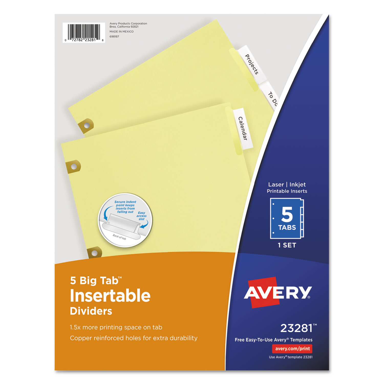  Avery 23281 Insertable Big Tab Dividers, 5-Tab, Letter (AVE23281) 