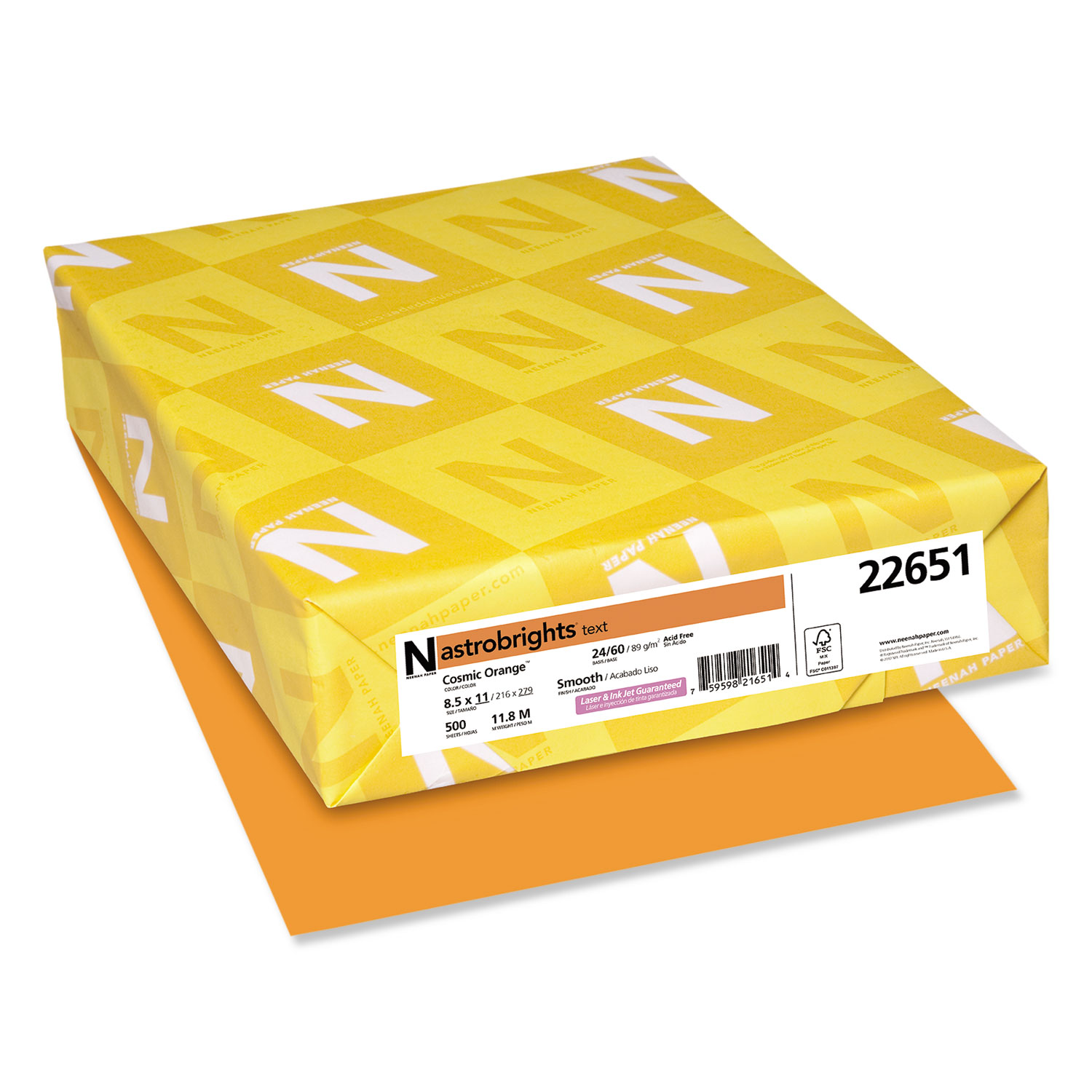  Astrobrights 22651 Color Paper, 24lb, 8.5 x 11, Cosmic Orange, 500/Ream (WAU22651) 