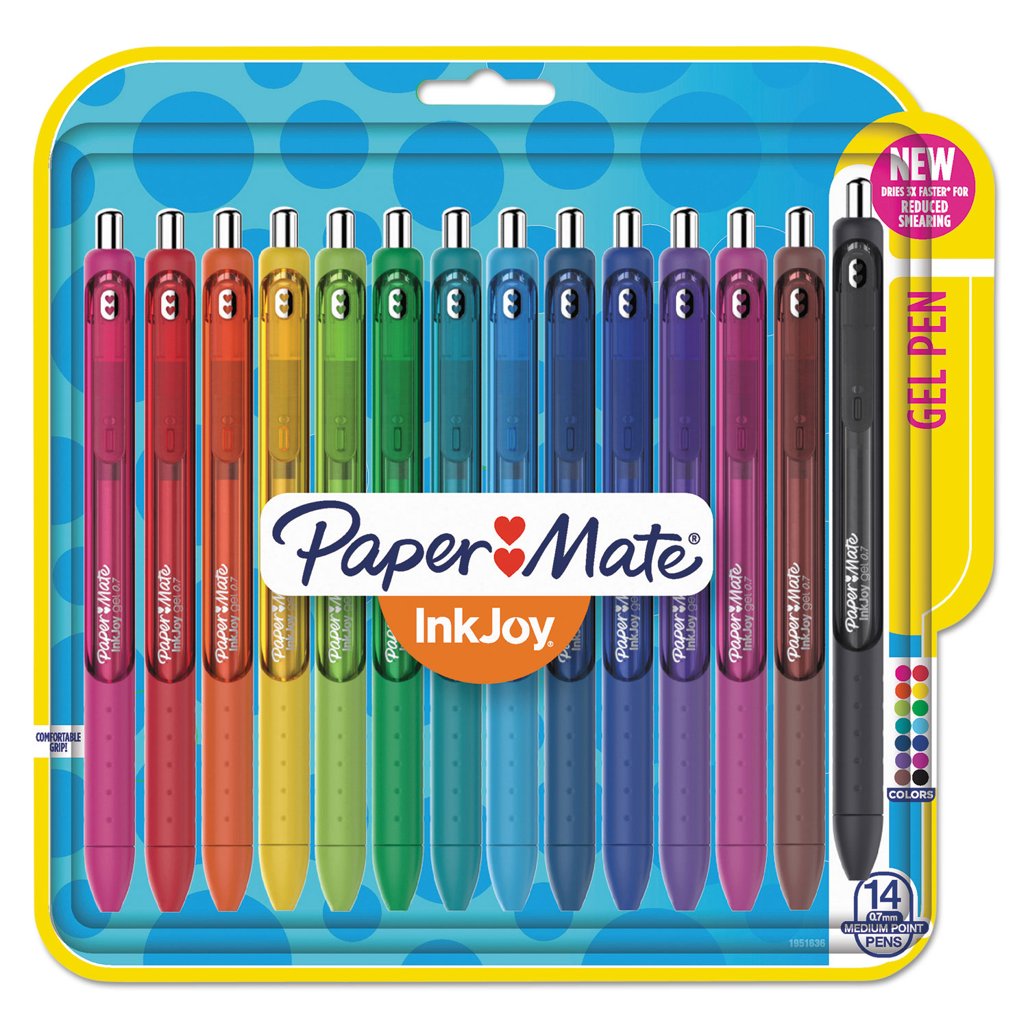  Paper Mate 1951636 InkJoy Retractable Gel Pen, Medium 0.7mm, Assorted Ink/Barrel, 14/Pack (PAP1951636) 