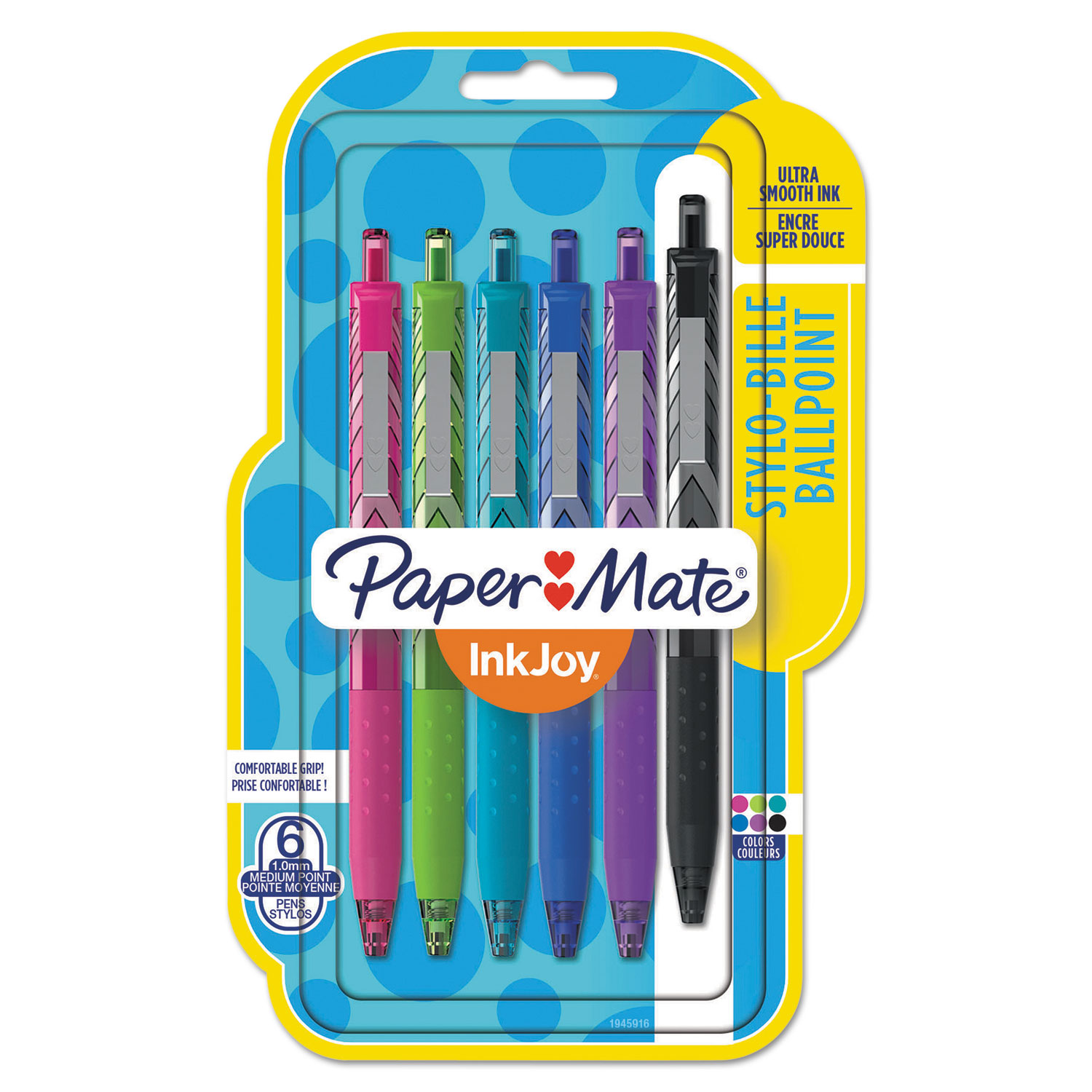  Paper Mate 1945916 InkJoy 300 RT Fashion Wrap Ballpoint Pen, 1mm, Assorted Ink/Barrel, 6/Pack (PAP1945916) 