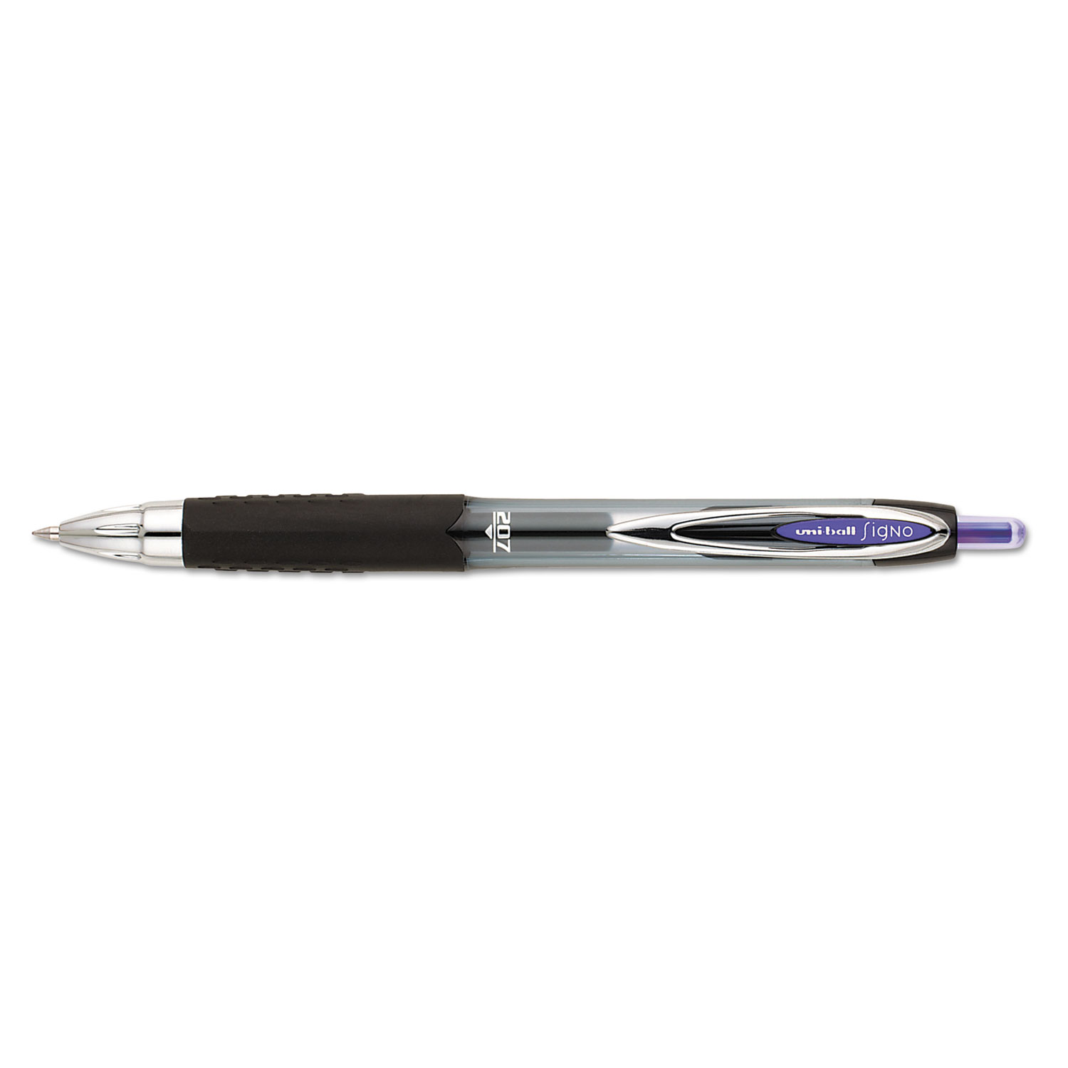  uni-ball 70221 Signo 207 Retractable Gel Pen, 0.7mm, Purple Ink, Smoke/Black/Purple Barrel, Dozen (UBC70221) 