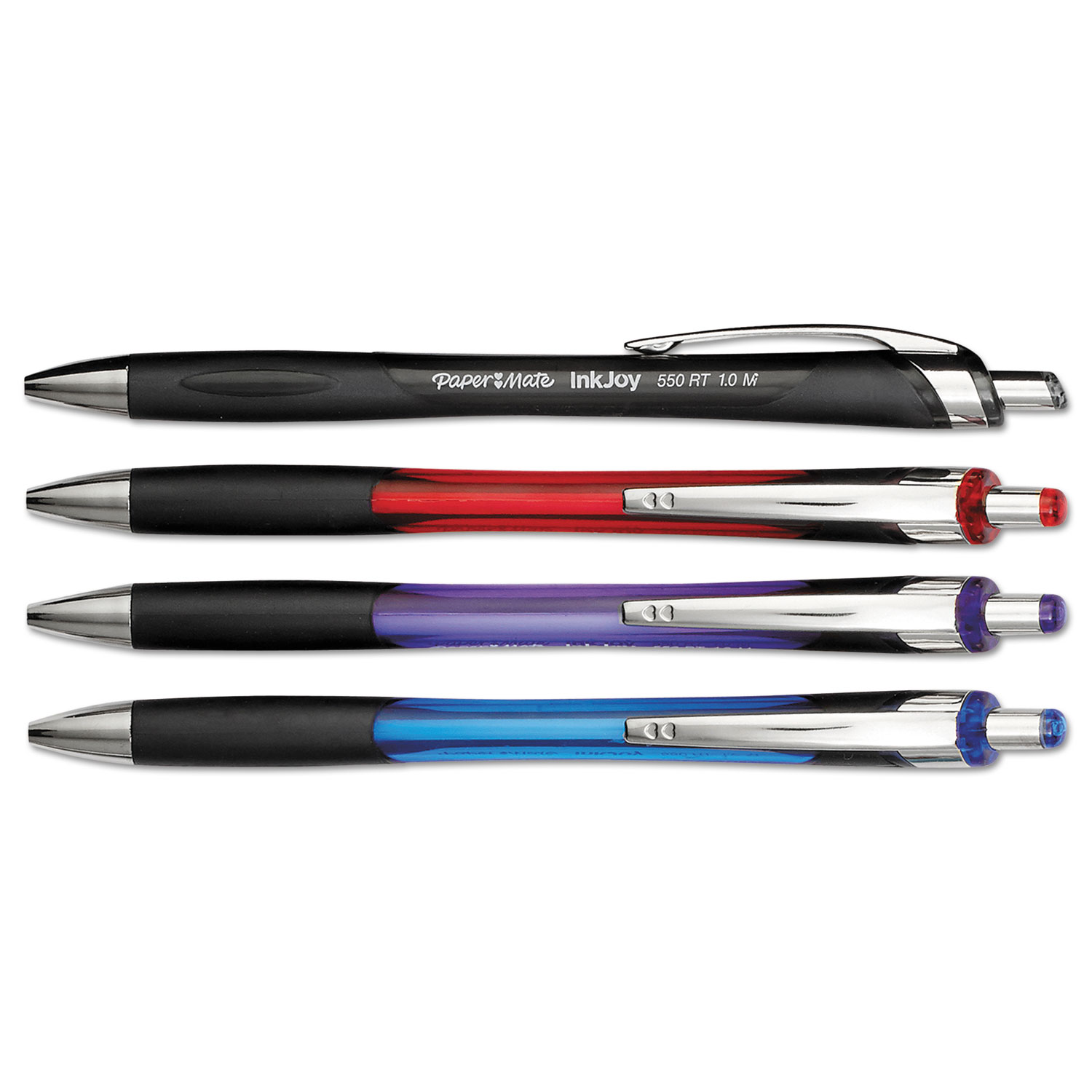 InkJoy 550 RT Retractable Ballpoint Pen, 1mm, 12 Black/12 Blue/6 Red/6 Purple