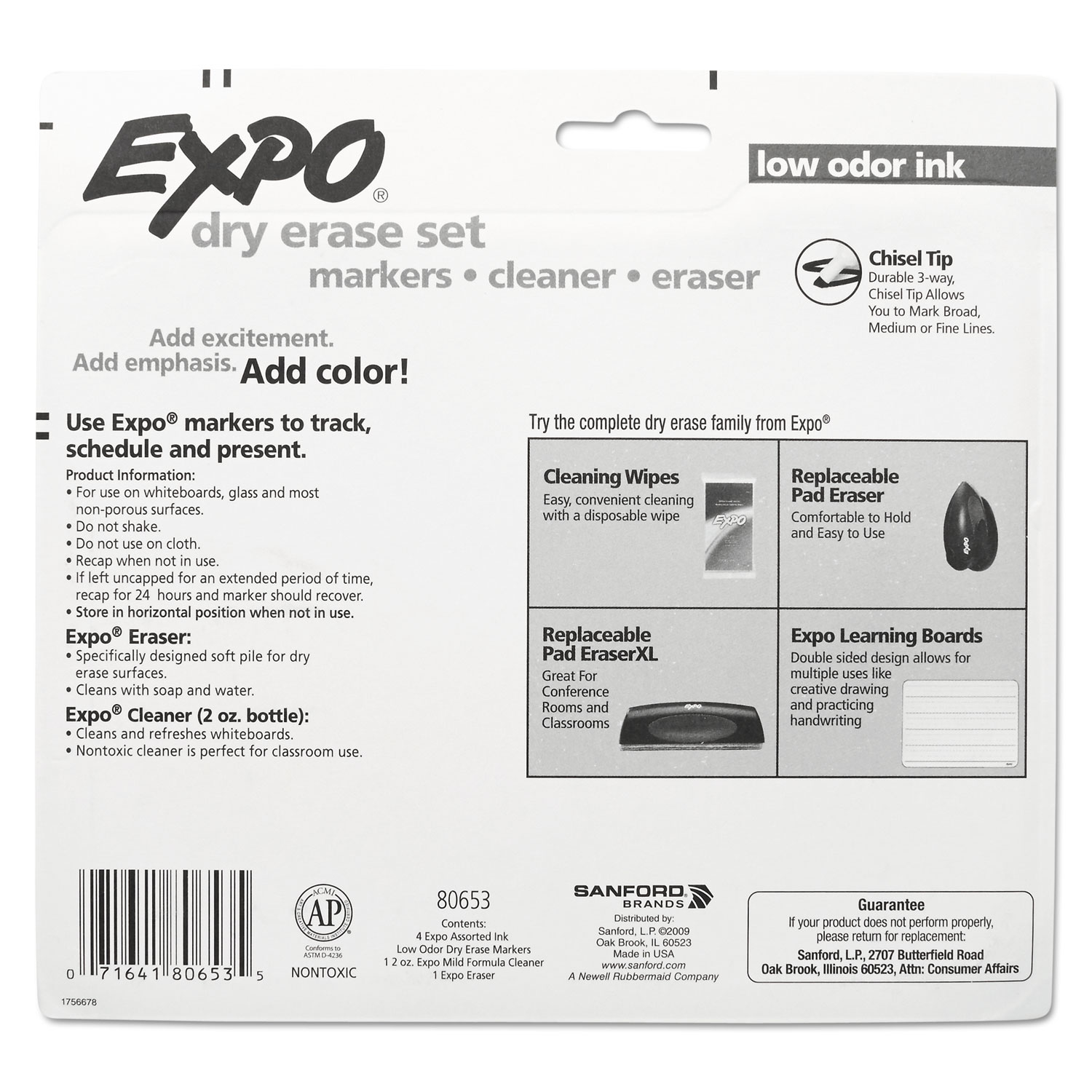 Low-Odor Dry Erase Marker Starter Set, Broad Chisel Tip, Assorted Colors,  4/Set - mastersupplyonline