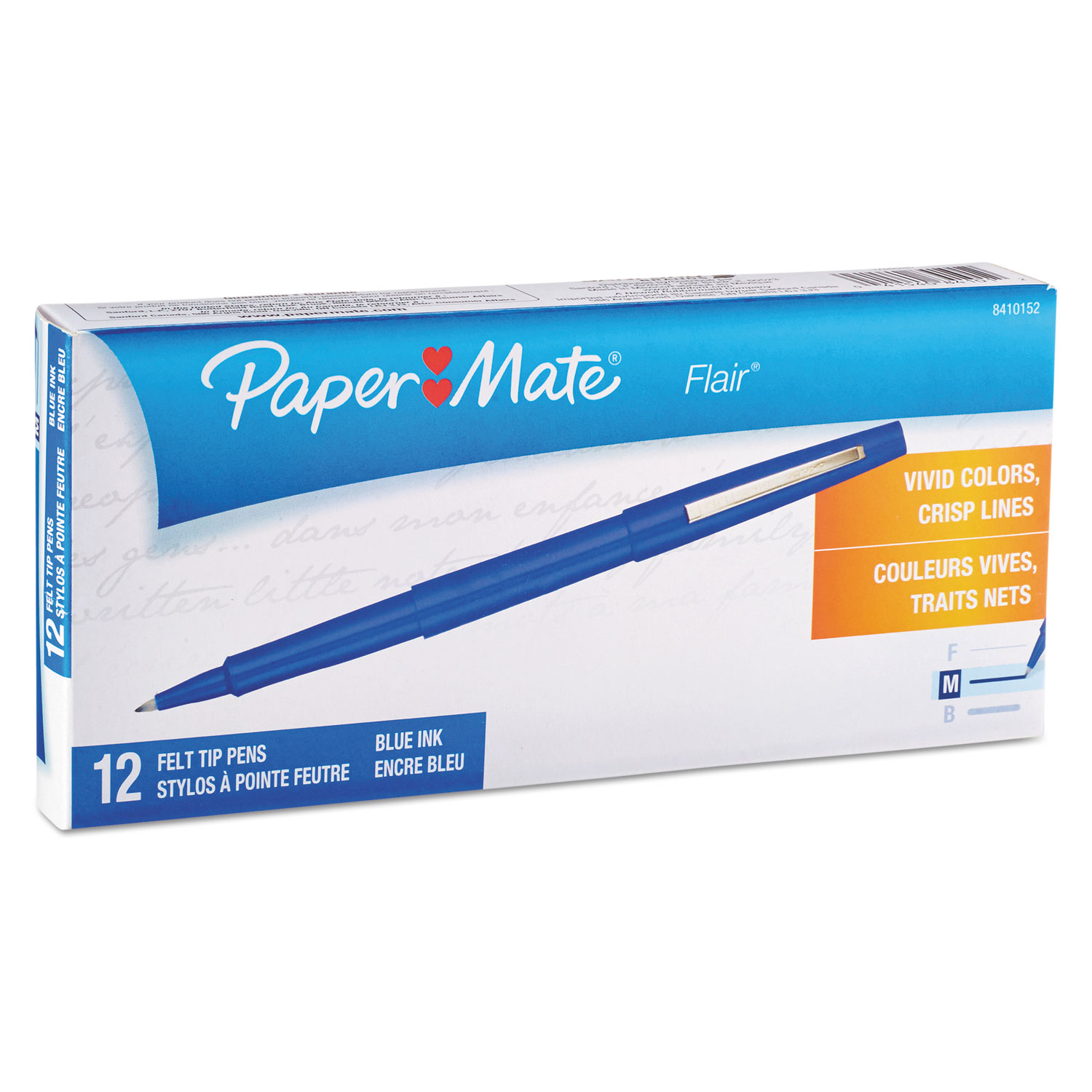  Paper Mate 8410152 Point Guard Flair Needle Tip Stick Porous Point Pen, 0.7mm, Blue Ink/Barrel, Dozen (PAP8410152) 