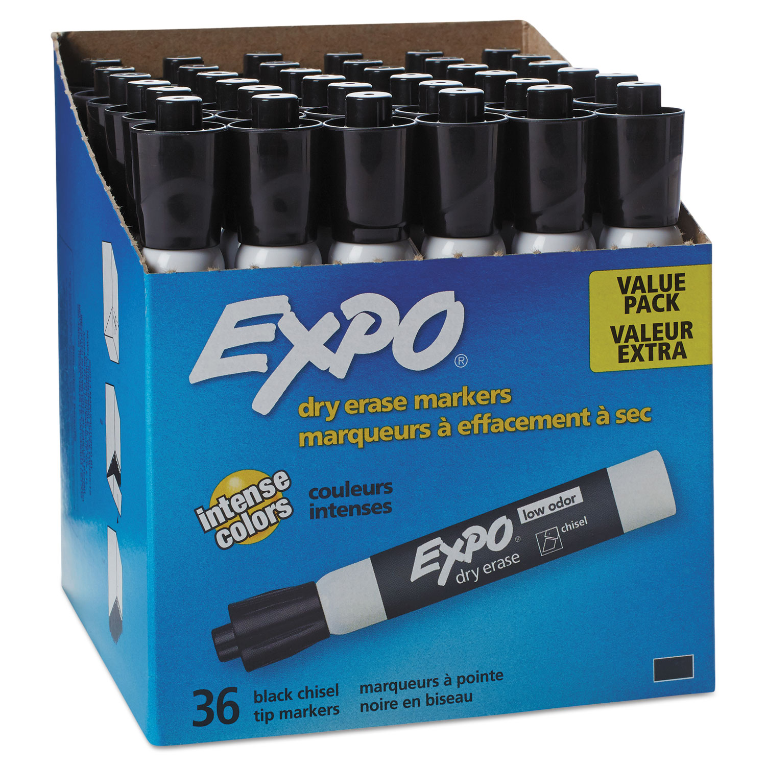  EXPO 1920940 Low-Odor Dry-Erase Marker, Broad Chisel Tip, Black, 36/Box (SAN1920940) 
