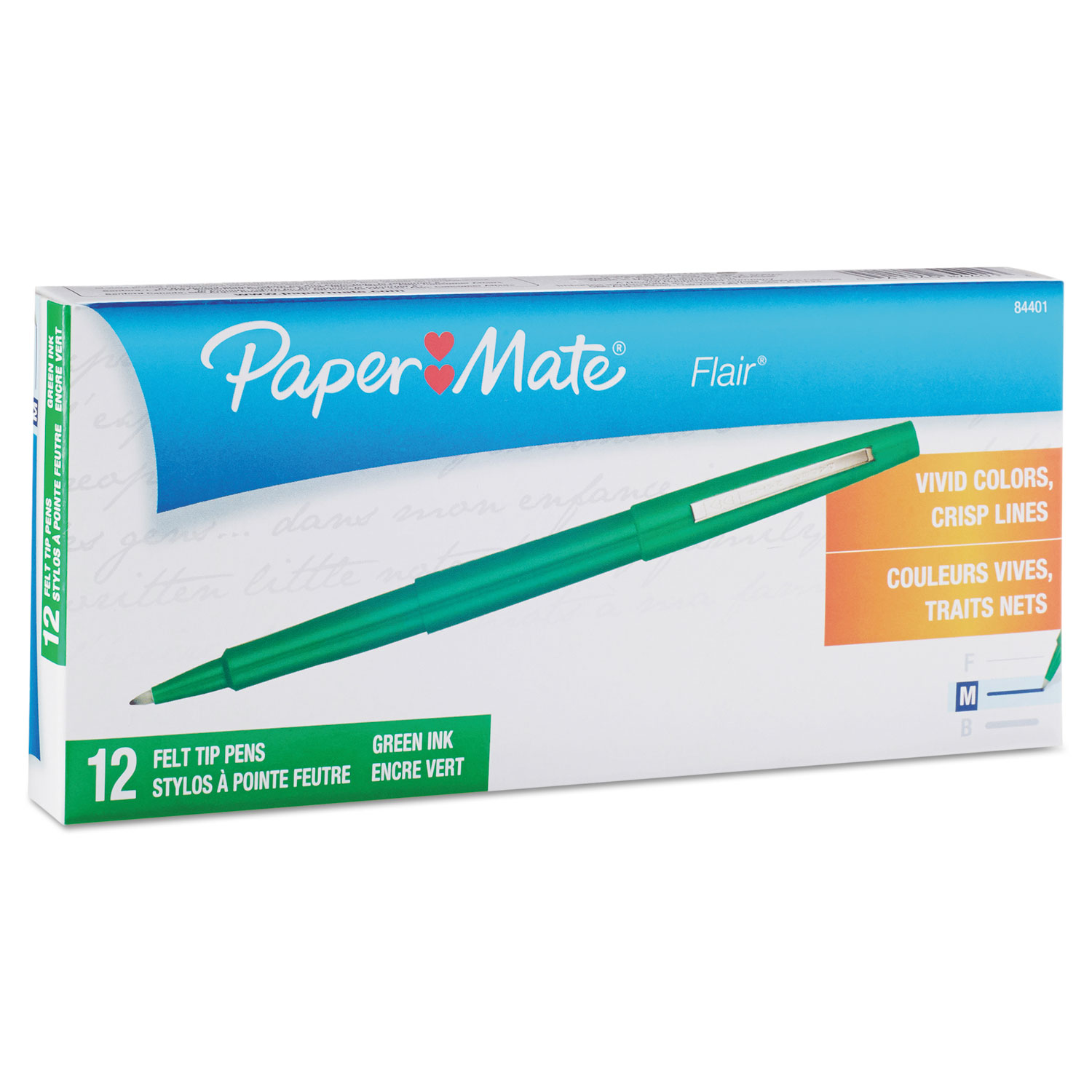  Paper Mate 8440152 Point Guard Flair Needle Tip Stick Porous Point Pen, 0.7mm, Green Ink/Barrel, Dozen (PAP8440152) 