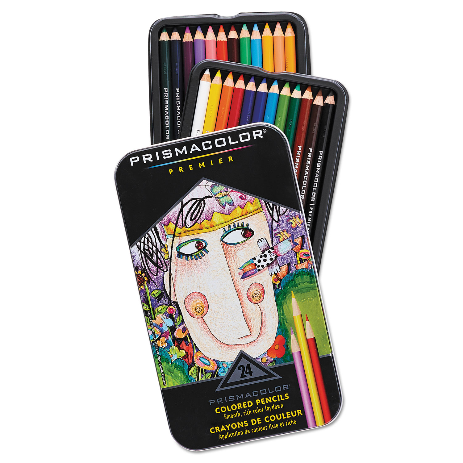  Prismacolor 3597THT Premier Colored Pencil, 3 mm, 2B (#1), Assorted Lead/Barrel Colors, 24/Pack (SAN3597THT) 