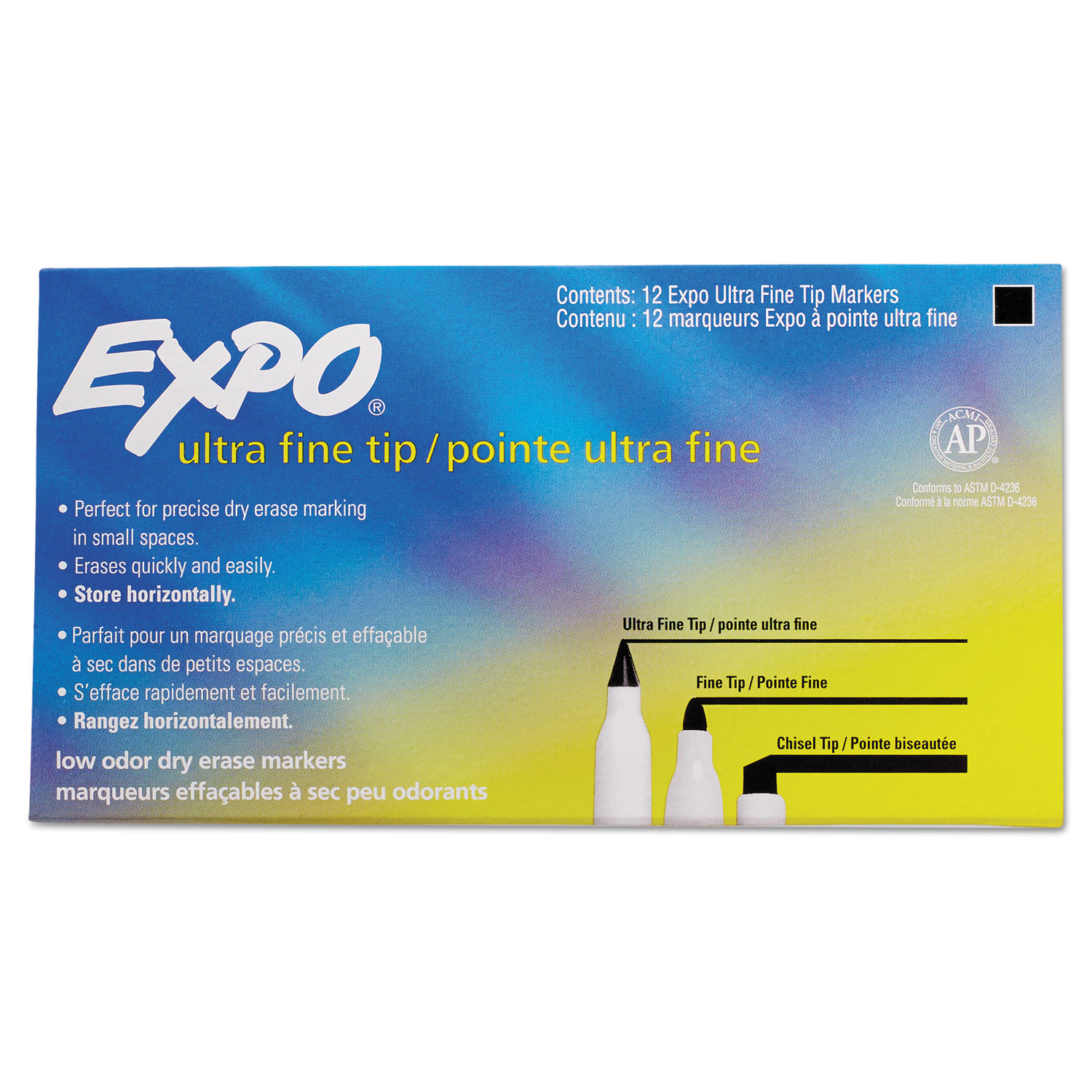 Low-Odor Dry-Erase Marker, Extra-Fine Bullet Tip, Assorted Colors, 4/Pack