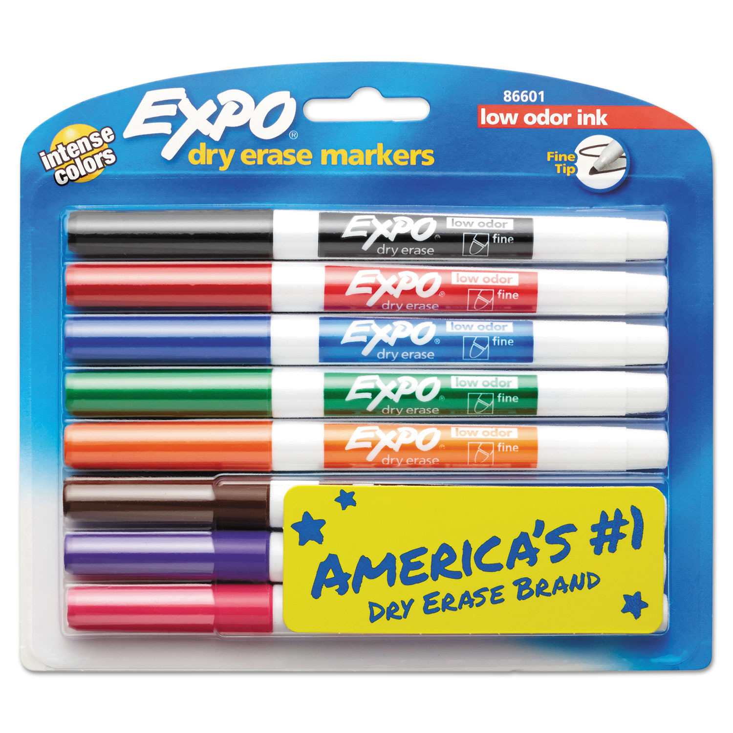  EXPO 86601 Low-Odor Dry-Erase Marker, Fine Bullet Tip, Assorted Colors, 8/Set (SAN86601) 