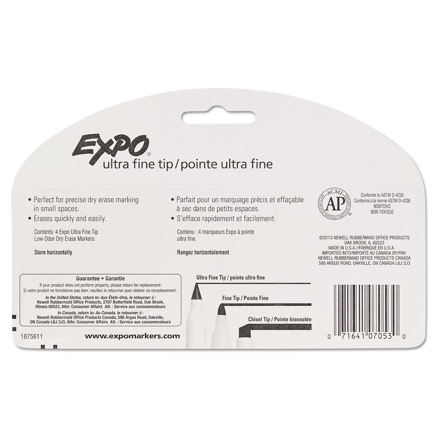 Expo Low-Odor Dry-Erase Marker Ultra Fine Point Assorted 4/Pack