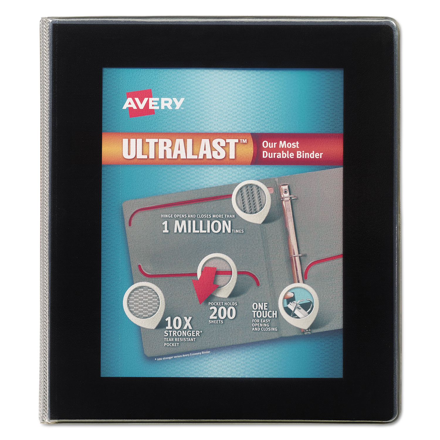  Avery 79710 UltraLast Heavy-Duty View Binder with One Touch Slant Rings, 3 Rings, 1 Capacity, 11 x 8.5, Black (AVE79710) 