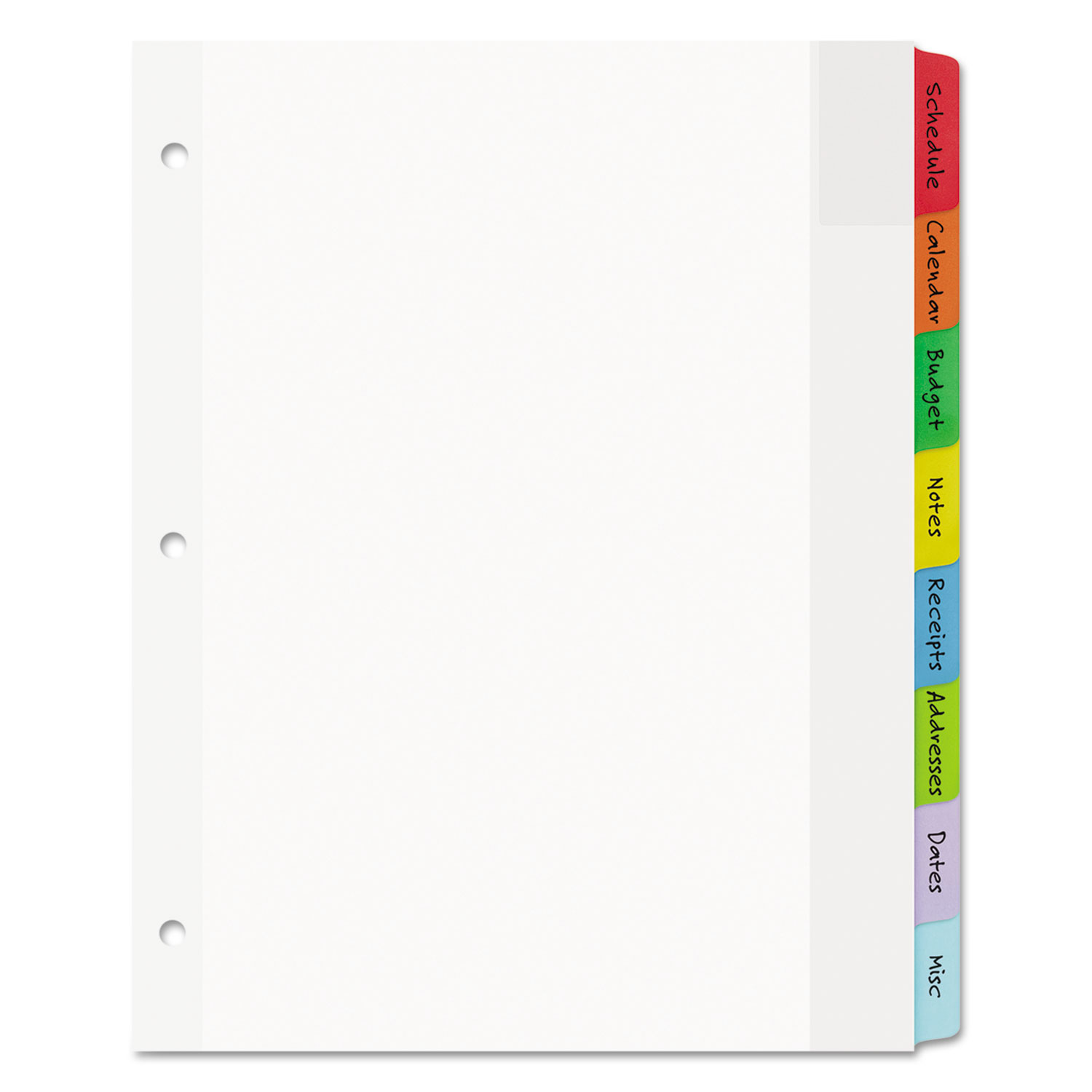 Movable Tab Dividers with Color Tabs, 8-Tab, Multicolor Tabs, 11 x 8 1/2