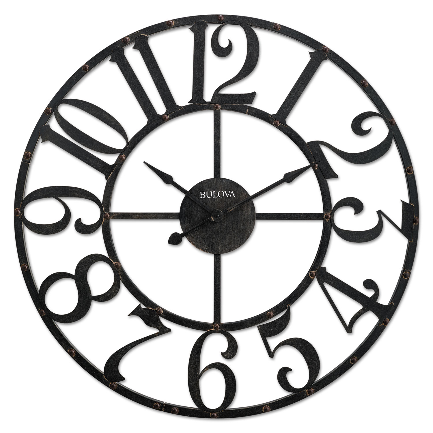 Gabriel Wall Clock, 45 Diameter, Rustic Brown