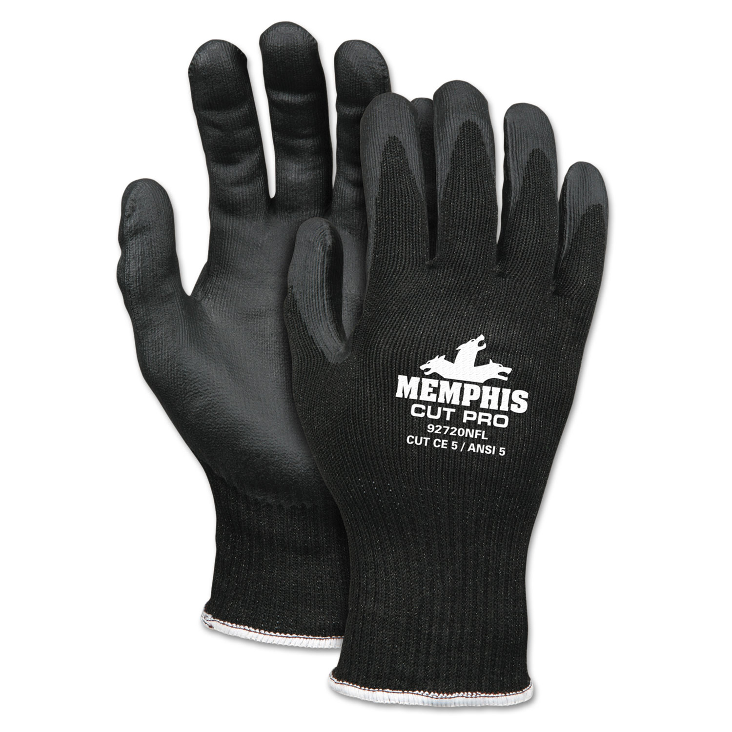  MCR Safety 92720NFL Cut Pro 92720NF Gloves, Large, Black, HPPE/Nitrile Foam (CRW92720NFL) 