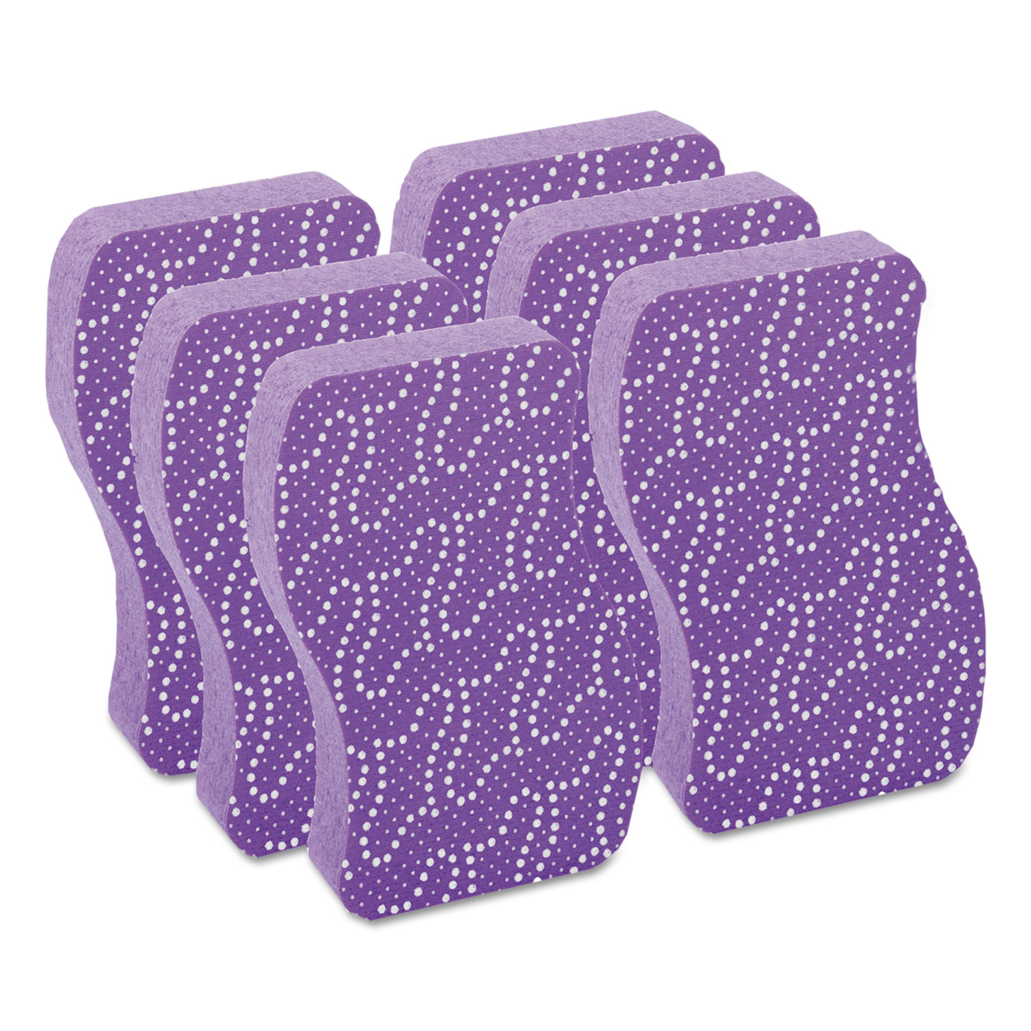 Stay Clean Non-Scratch Scrub Sponges, 3 3/16 x 7/8 x 4 3/4, Purple, 6/Pack