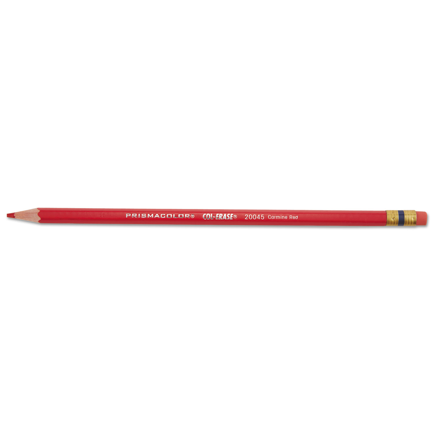 Prismacolor® Col-Erase Pencil with Eraser, 0.7 mm, 2B, Carmine Red Lead,  Carmine Red Barrel, Dozen