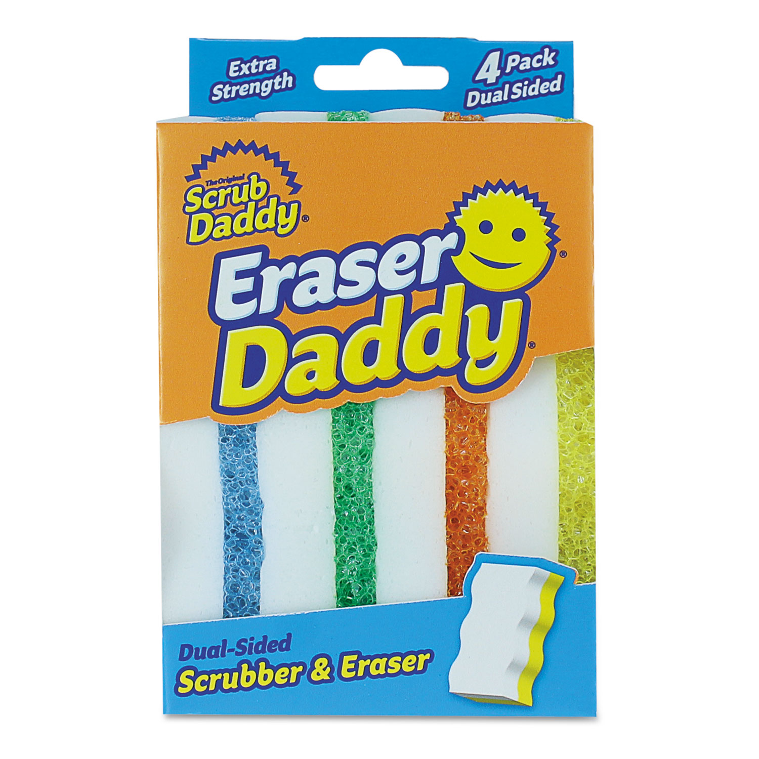 Eraser Daddy Scrubber, Assorted, 5 1/4 x 3.313 x 2 3/4, 4/Pack