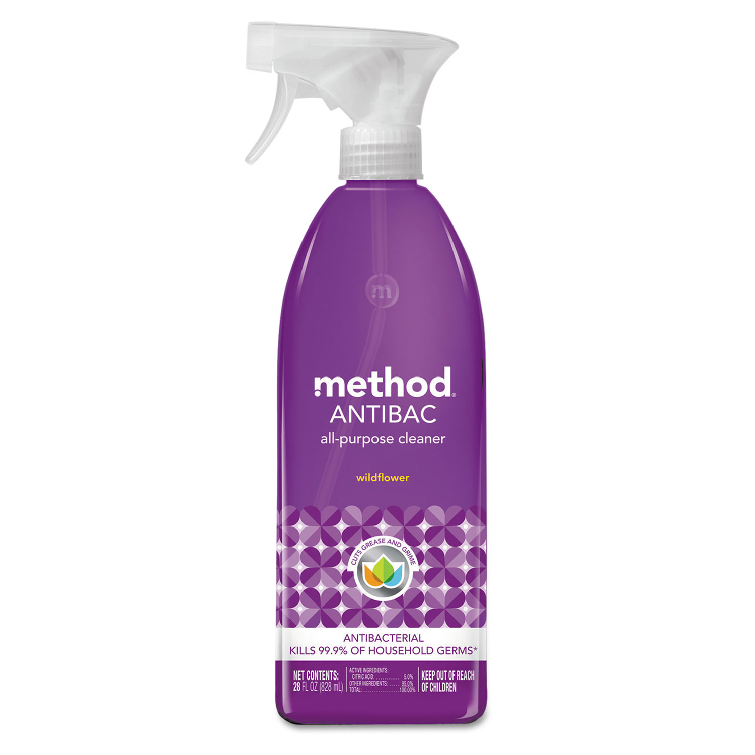  Method MTH01454 Antibac All-Purpose Cleaner, Wildflower, 28 oz Spray Bottle, 8/Carton (MTH01454) 