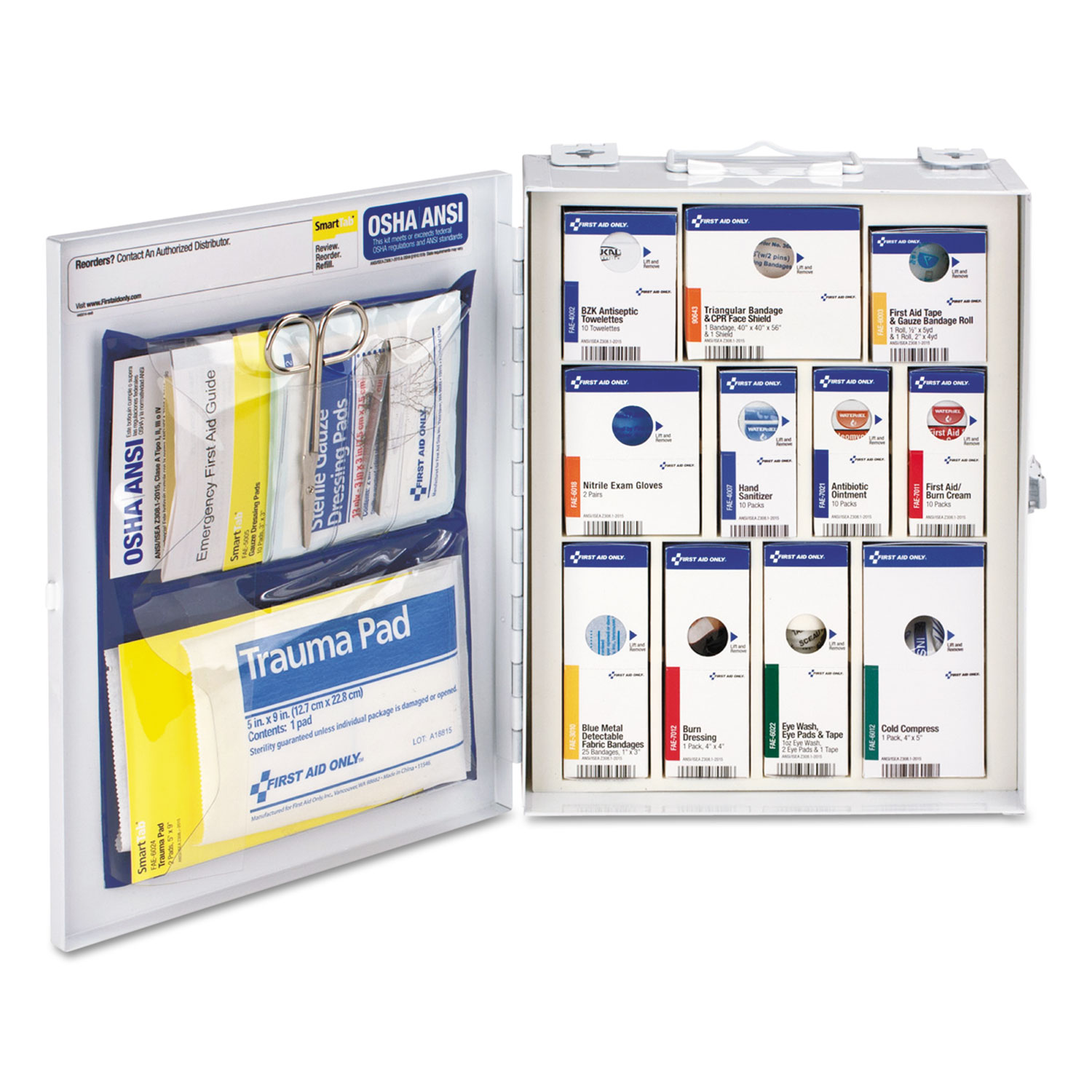  First Aid Only 90658 ANSI 2015 SmartCompliance Food Service Cabinet w/o Medication,25 People,94 Piece (FAO90658) 