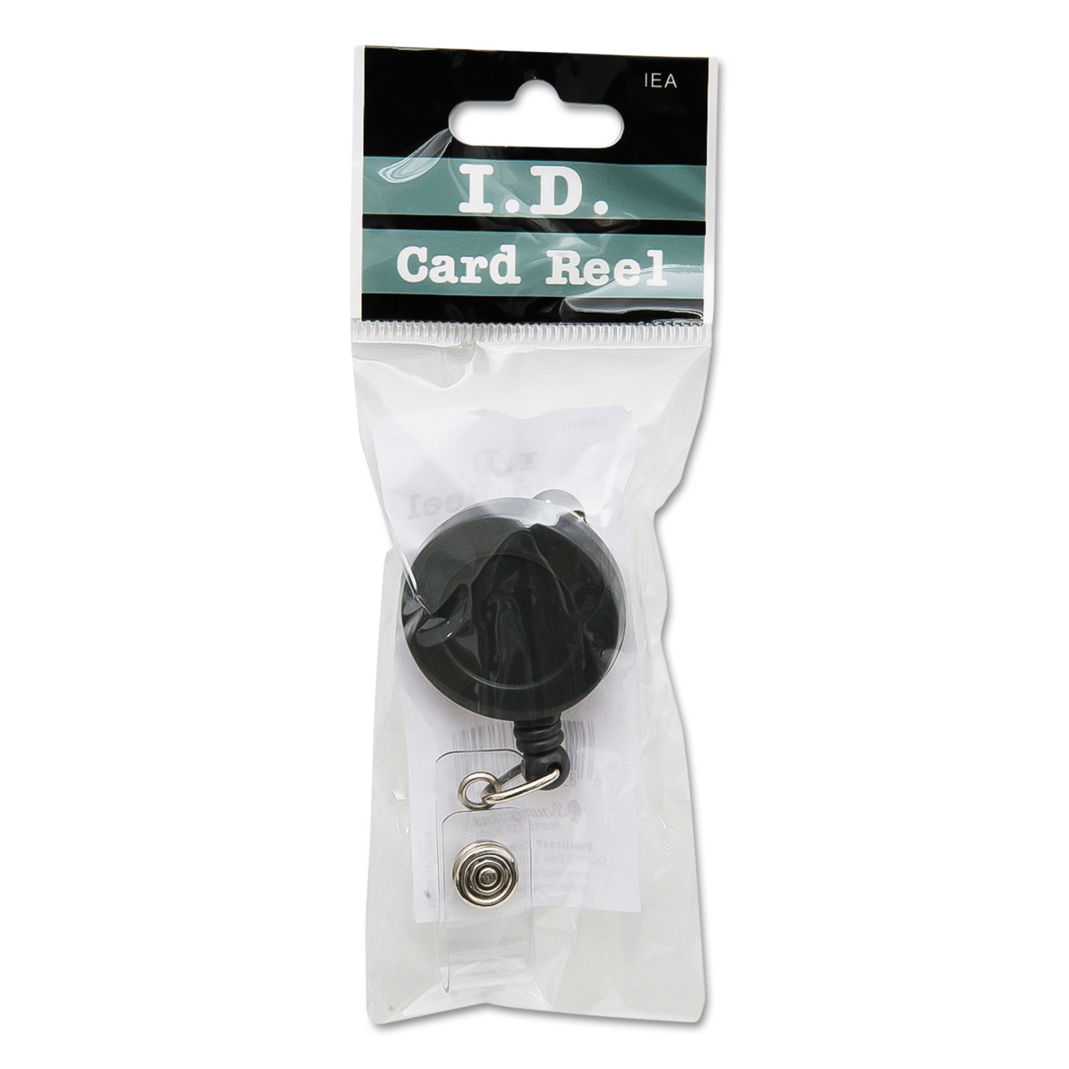 ID Card Reel with Spring Clip, 30 Extension, Black