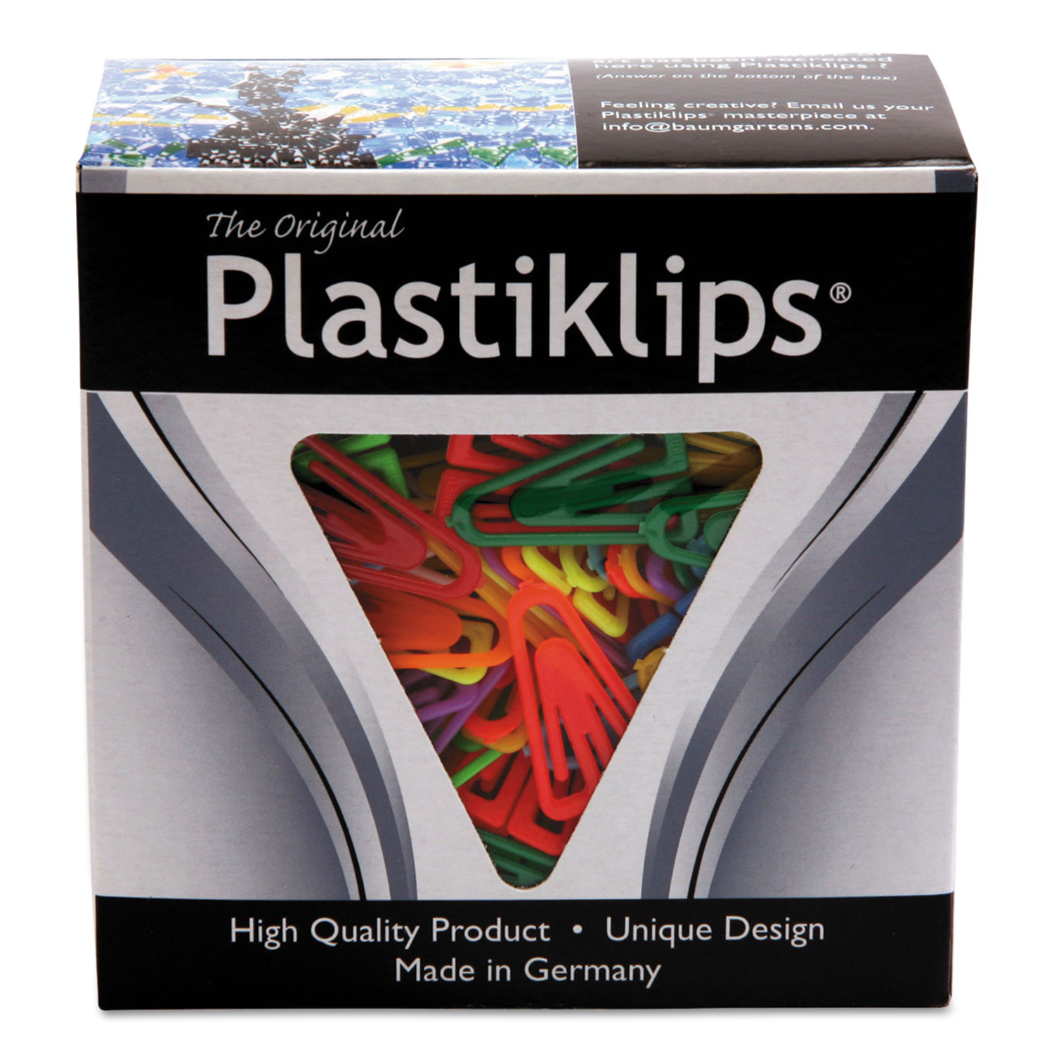 Plastiklips Paper Clips, Medium, Assorted Colors, 500/Box