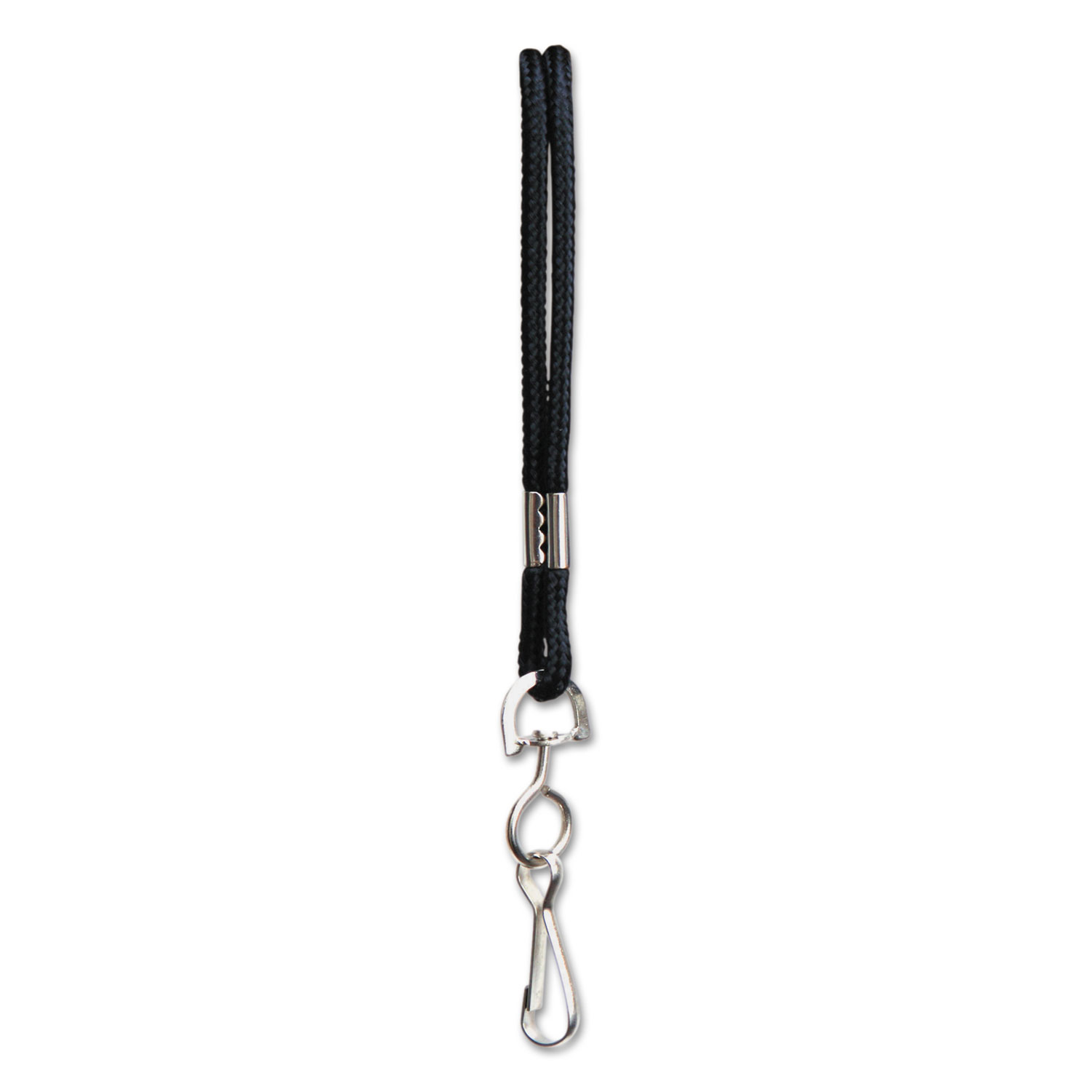 Rope Lanyard, Metal Hook Fastener, 36 Long, Nylon, Black