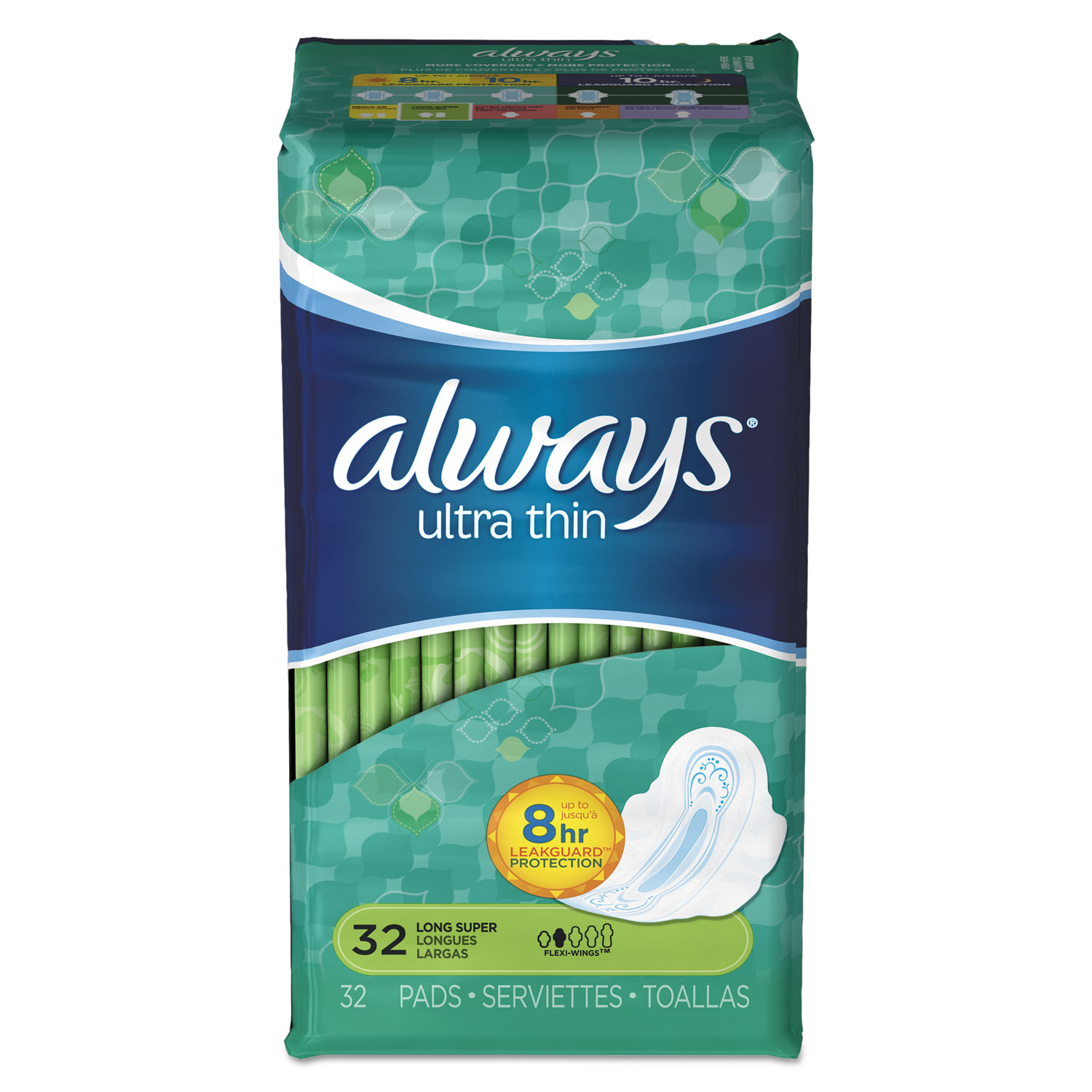  Always 95251 Ultra Thin Pads with Wings, Super Long, 32/Pack, 6 Packs/Carton (PGC95251) 