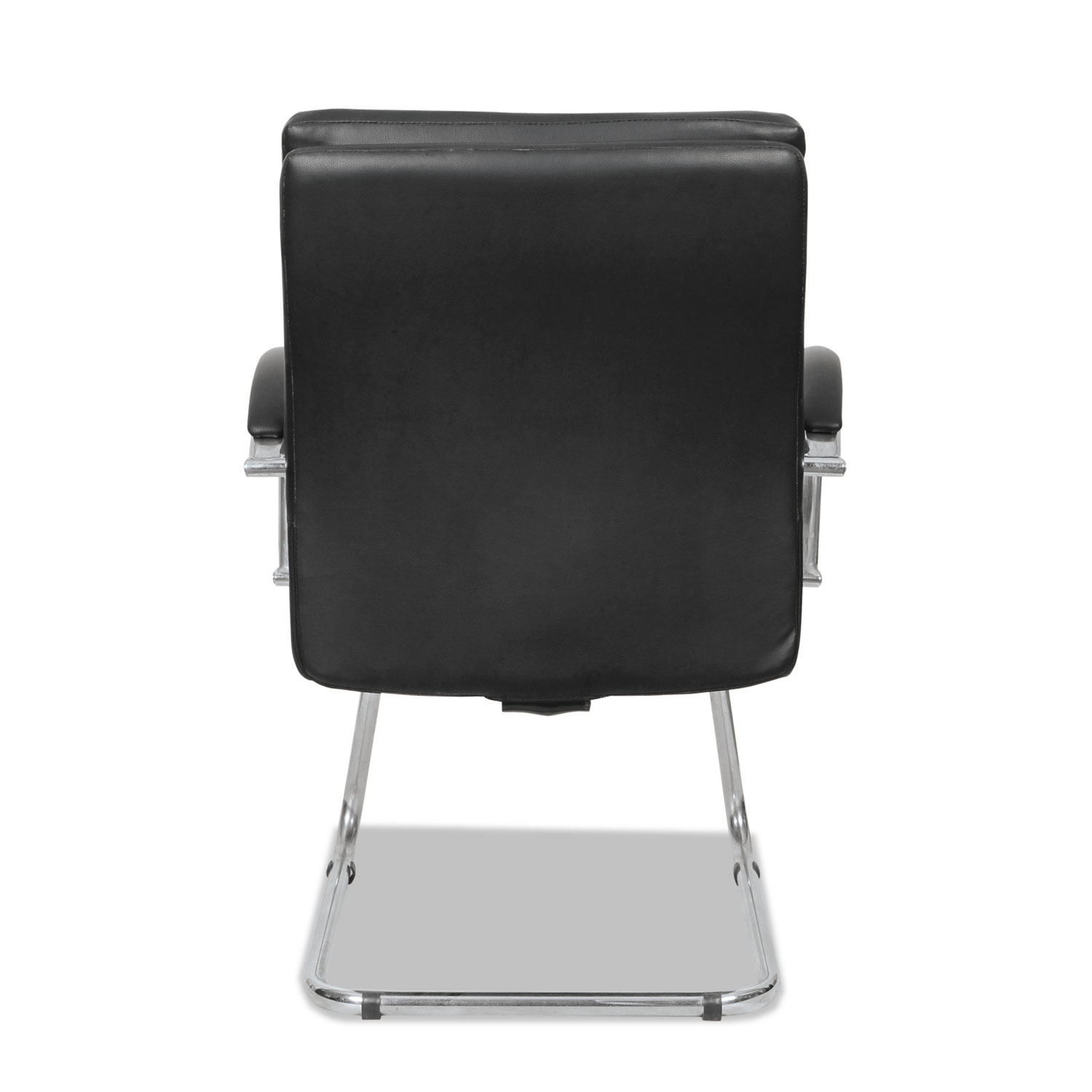 Alera Neratoli Series Slim Profile Guest Chair, Black Soft Leather, Chrome Frame