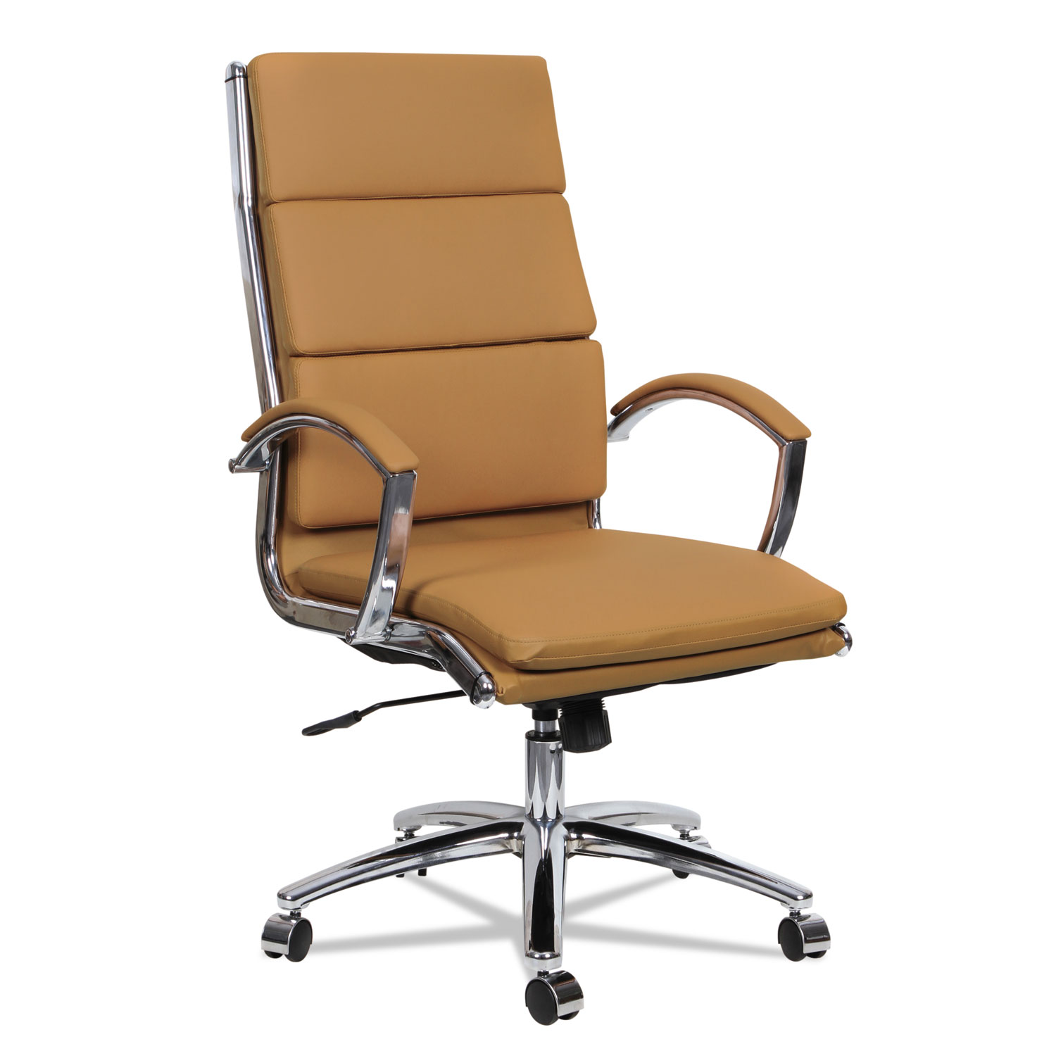 Alera Neratoli High-Back Slim Profile Chair, Supports up to 275 lbs., Camel Seat/Camel Back, Chrome Base