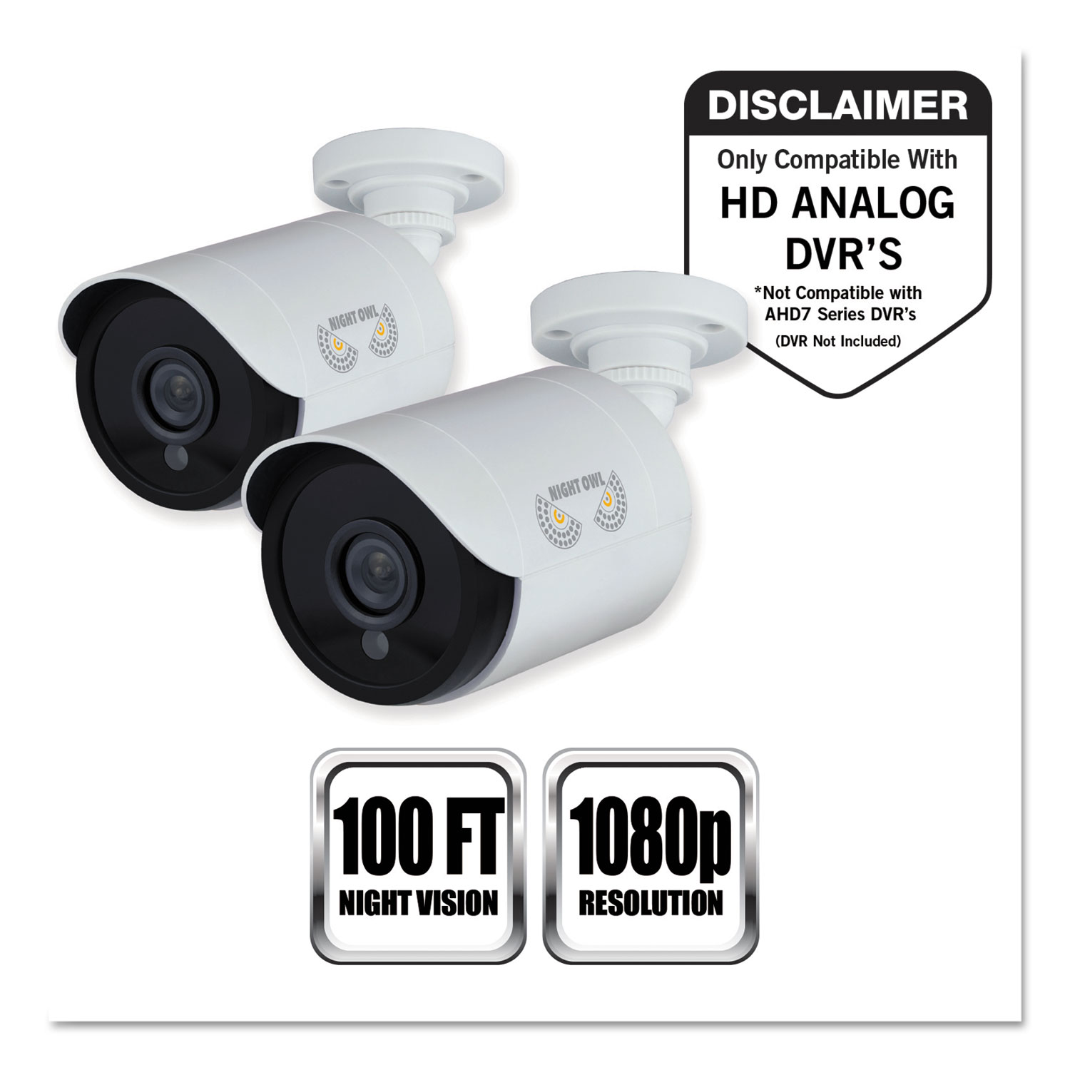 Add-On HD Wired Security Bullet Cameras,1080p Resolution, 2/PK