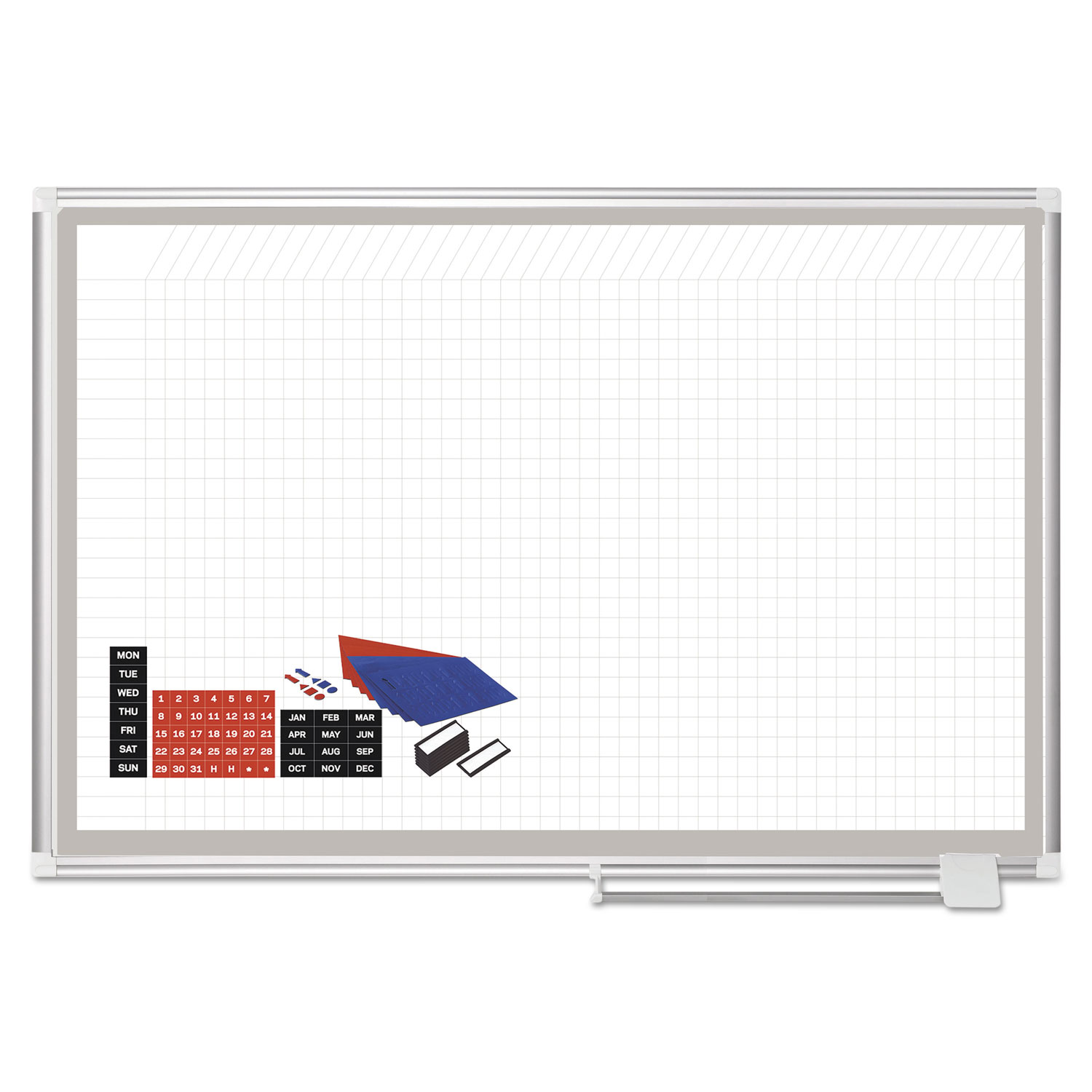  MasterVision GA05108830A All Purpose Magnetic Planning Board, 1 x 1 Grid, 48 x 36, Aluminum Frame (BVCGA05108830A) 