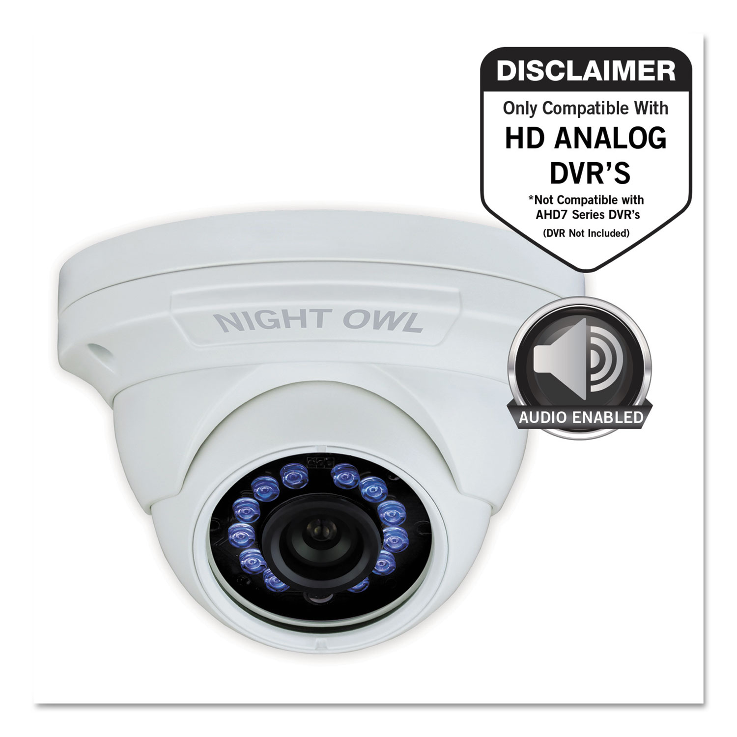 Add-On HD Wired Audio-Enabled Security Dome Camera, 1080p Resolution