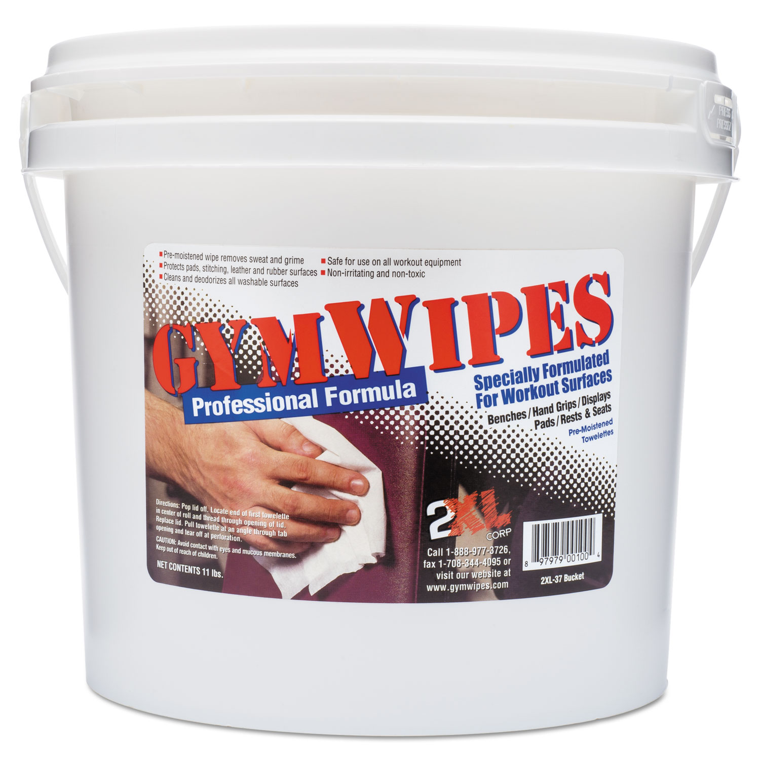 Gym Wipes Professional, 6 x 8, Unscented, 700/Bucket, 2 Buckets/Carton