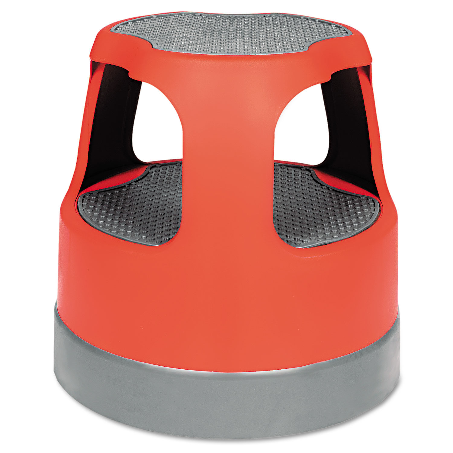 Scooter Stool, Round, 15, Step & Lock Wheels, to 300lb, Red