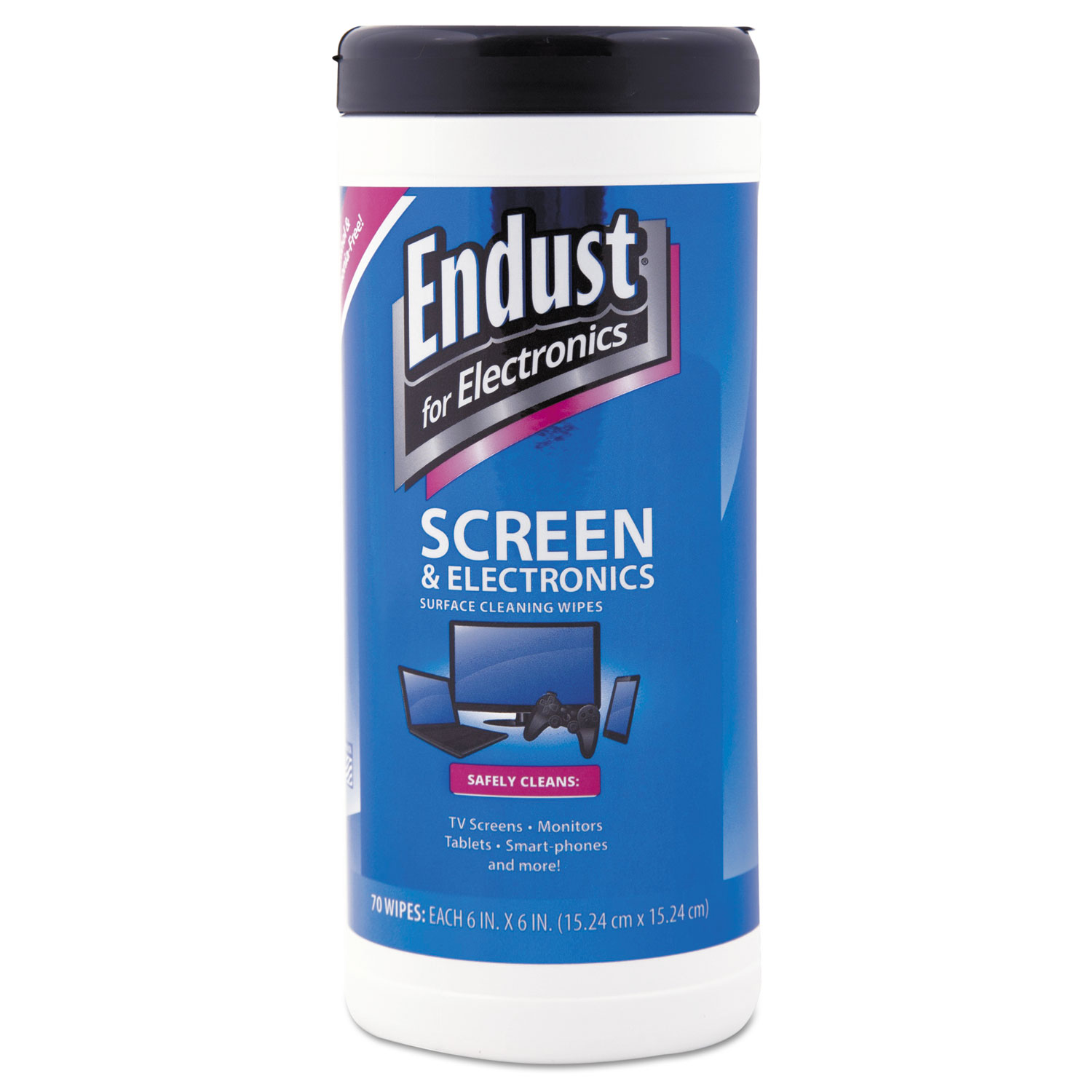 Endust 11506 Antistatic Cleaning Wipes, Premoistened, 70/Canister (END11506) 