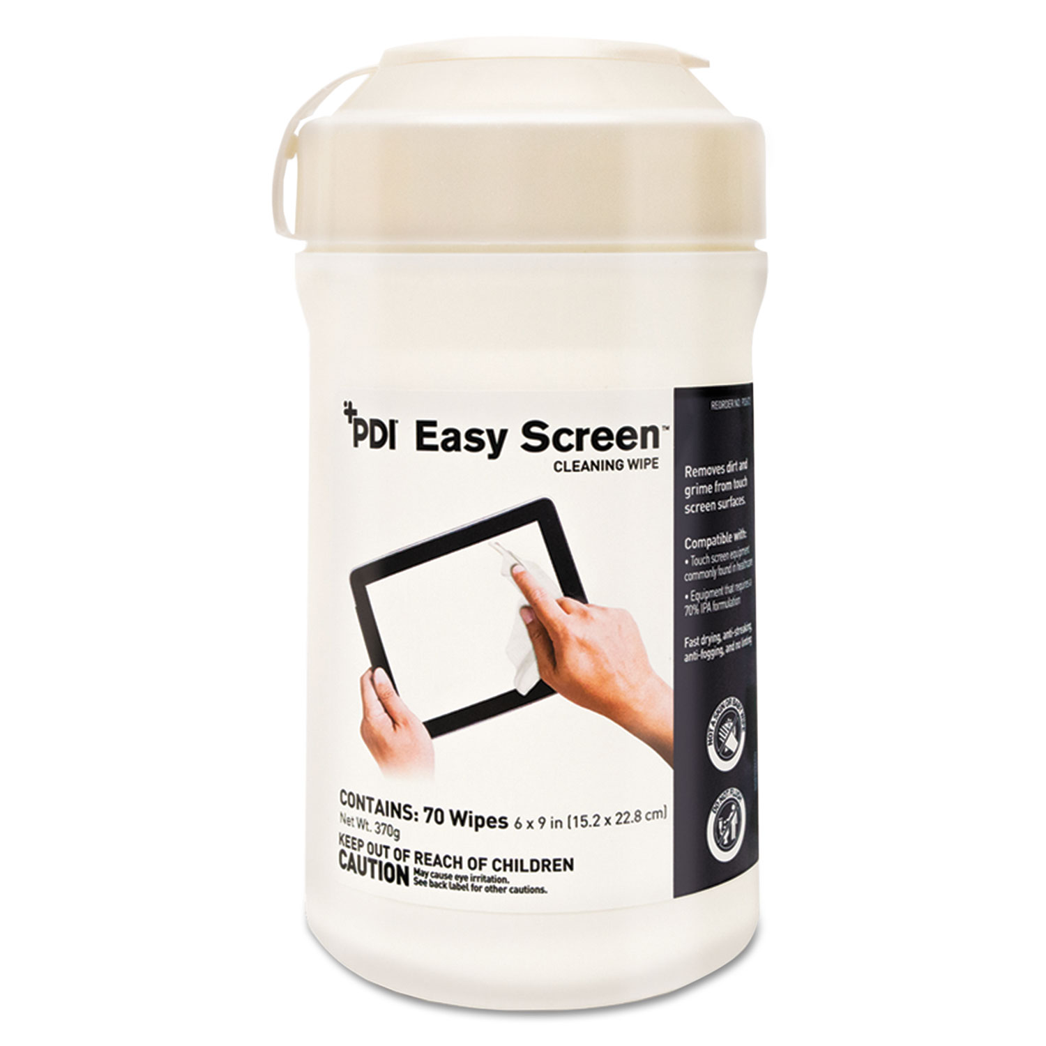  Sani Professional P03672 PDI Easy Screen Cleaning Wipes, 9 x 6, White, 70/Canister, 12/Ctn (NICP03672) 