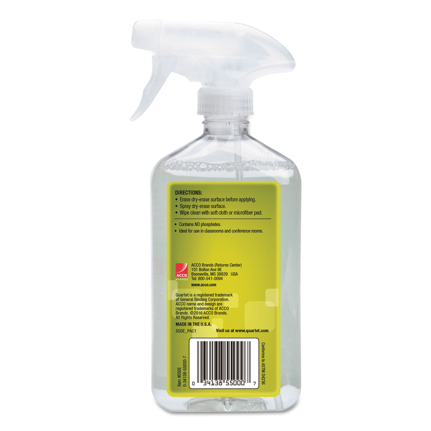 QRT550 Quartet® Whiteboard Spray Cleaner for Dry Erase Boards - Zuma