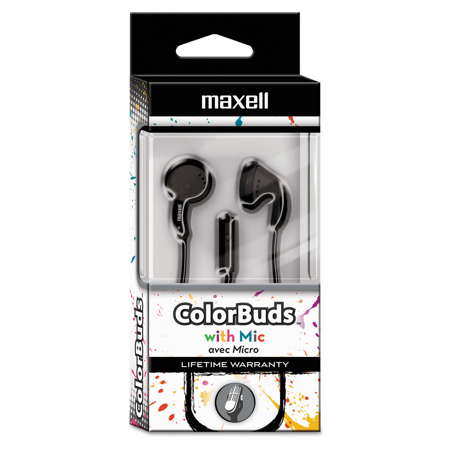  Maxell 199708 Colorbuds with Microphone, Black (MAX199708) 