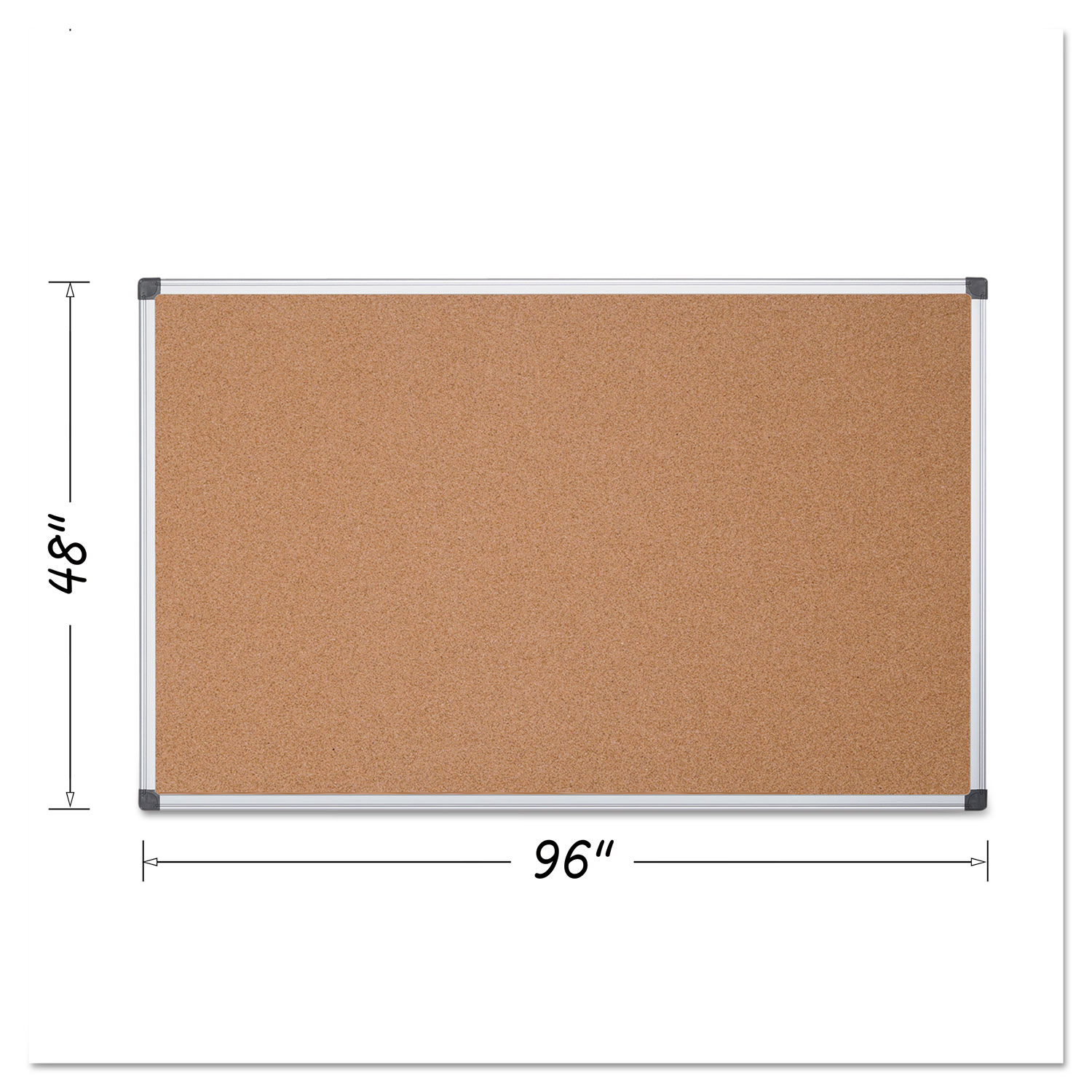  MasterVision CA211170 Value Cork Bulletin Board with Aluminum Frame, 48 x 96, Natural (BVCCA211170) 