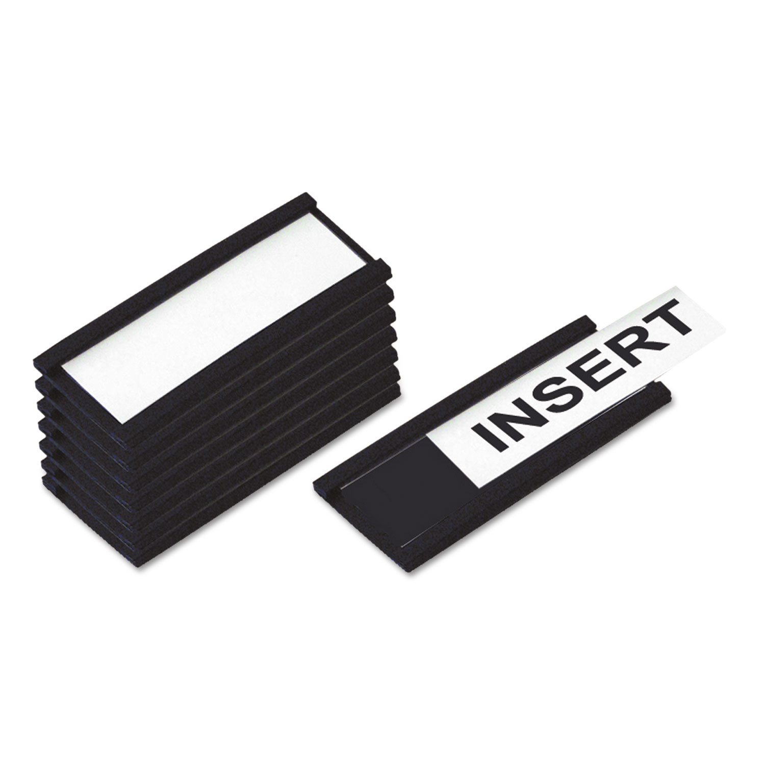 Magnetic Card Holders, 6w x 1h, Black, 10/Pack